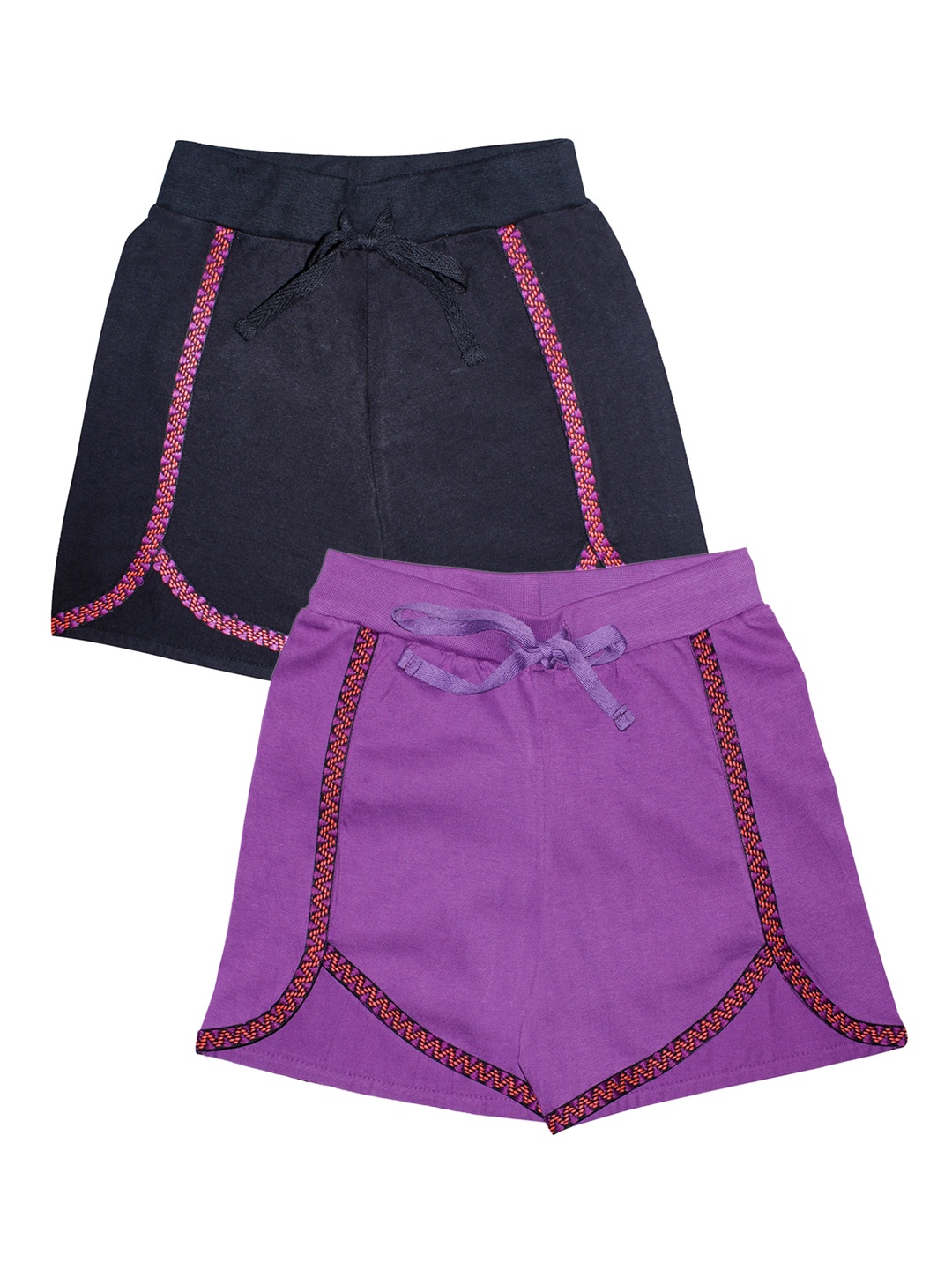KiddoPanti Girls Pack of 2 Solid Regular Fit Regular Shorts, Black