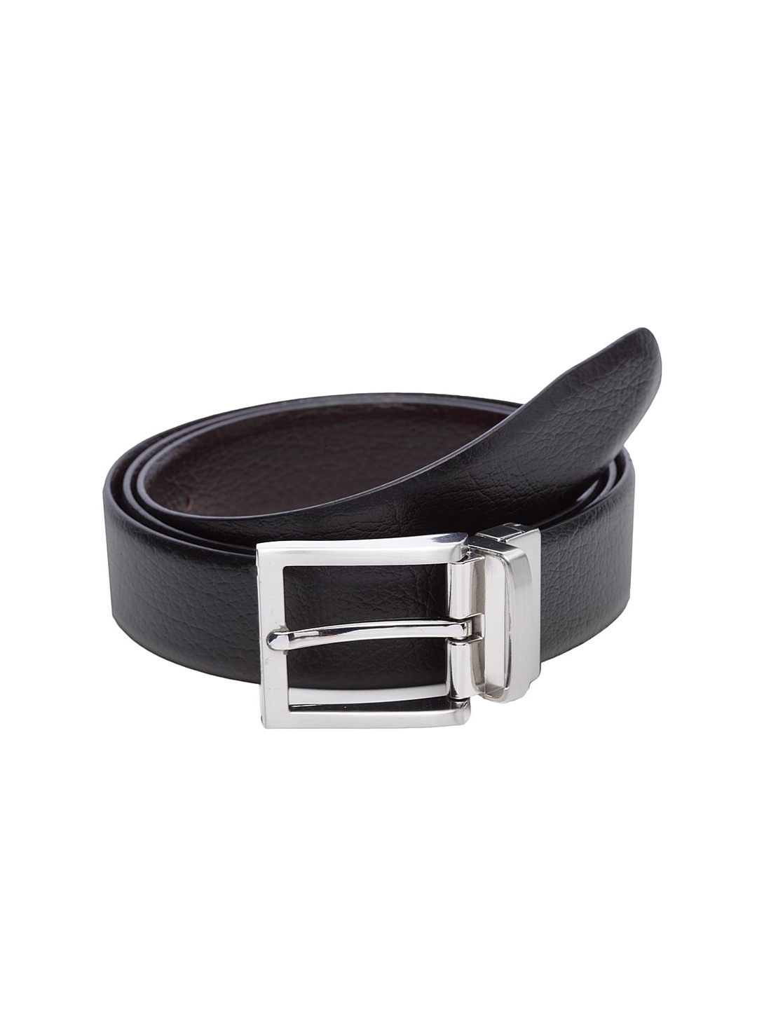 

WELBAWT Men Black & Brown Textured Reversible Leather Belt