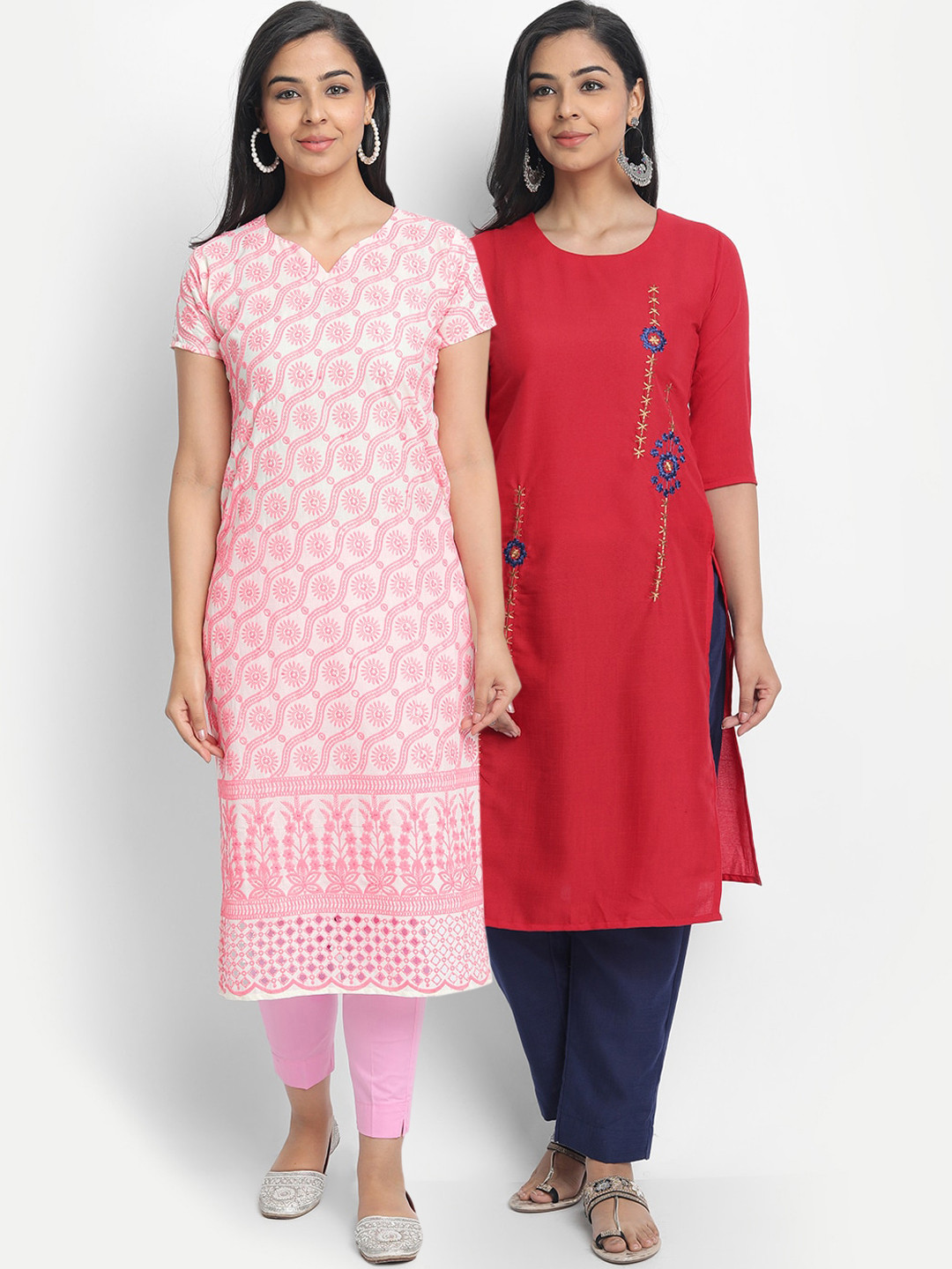 

7Threads Women Pack Of 2 Ethnic Motifs Printed Kurta, Multi
