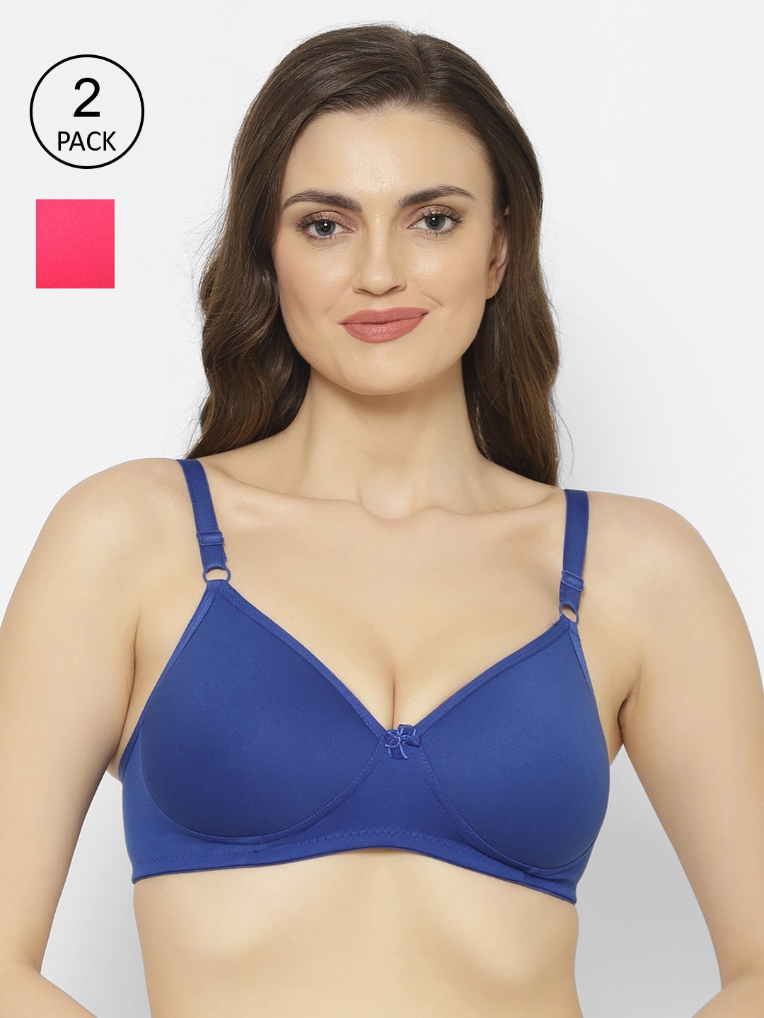 

Floret Pack of 2 Solid Non-Wired Lightly Padded Push-Up Bra, Magenta