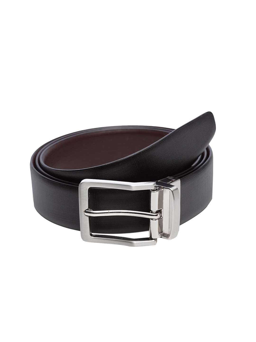 

WELBAWT Men Black & Brown Textured Reversible Leather Belt