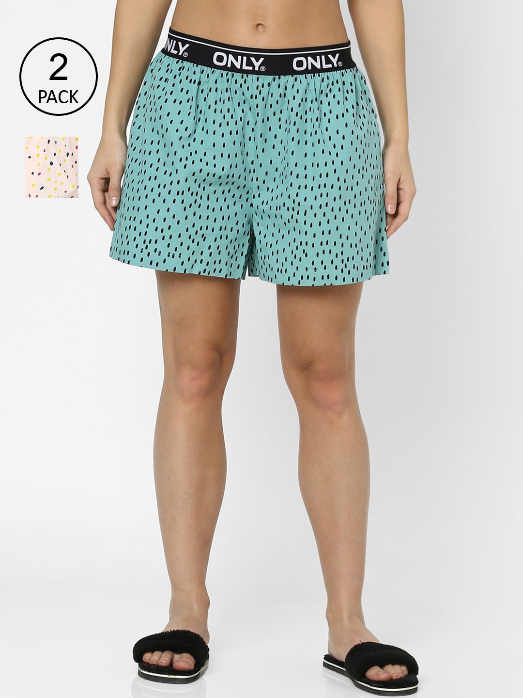 

ONLY Women Pack Of 2 Printed Lounge Shorts 218881102, Sea green