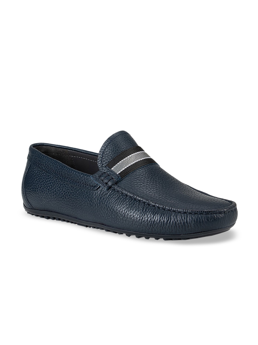 

ROSSO BRUNELLO Men Blue Solid Leather Formal Loafers