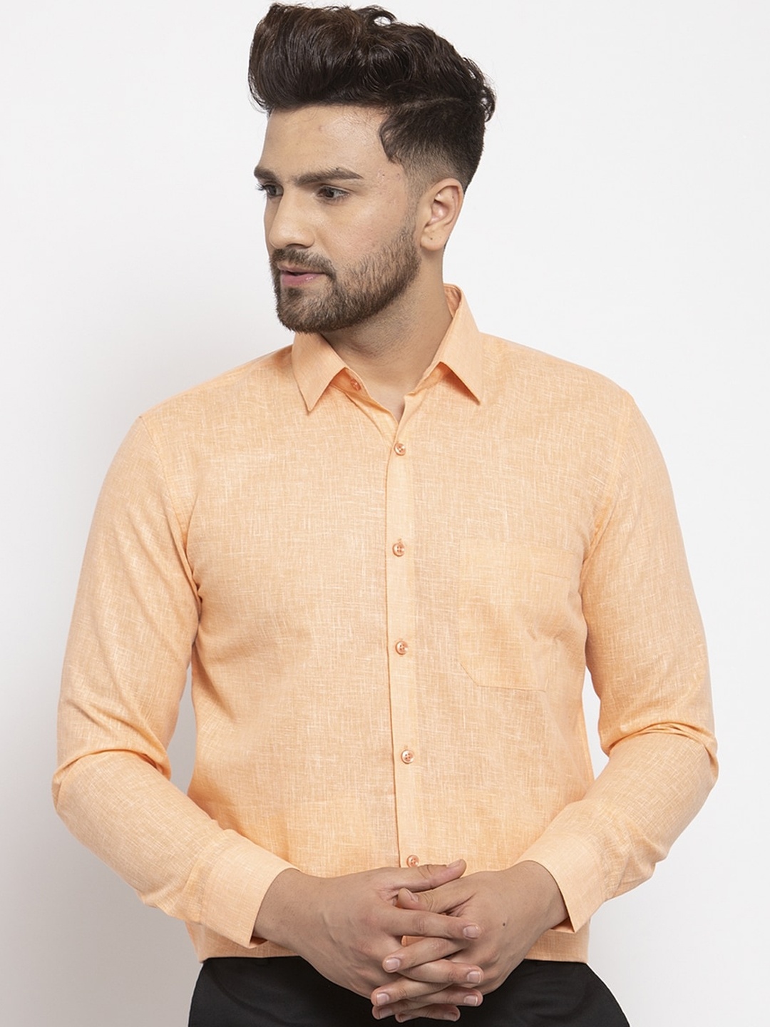 

JAINISH Men Orange Regular Fit Solid Formal Shirt