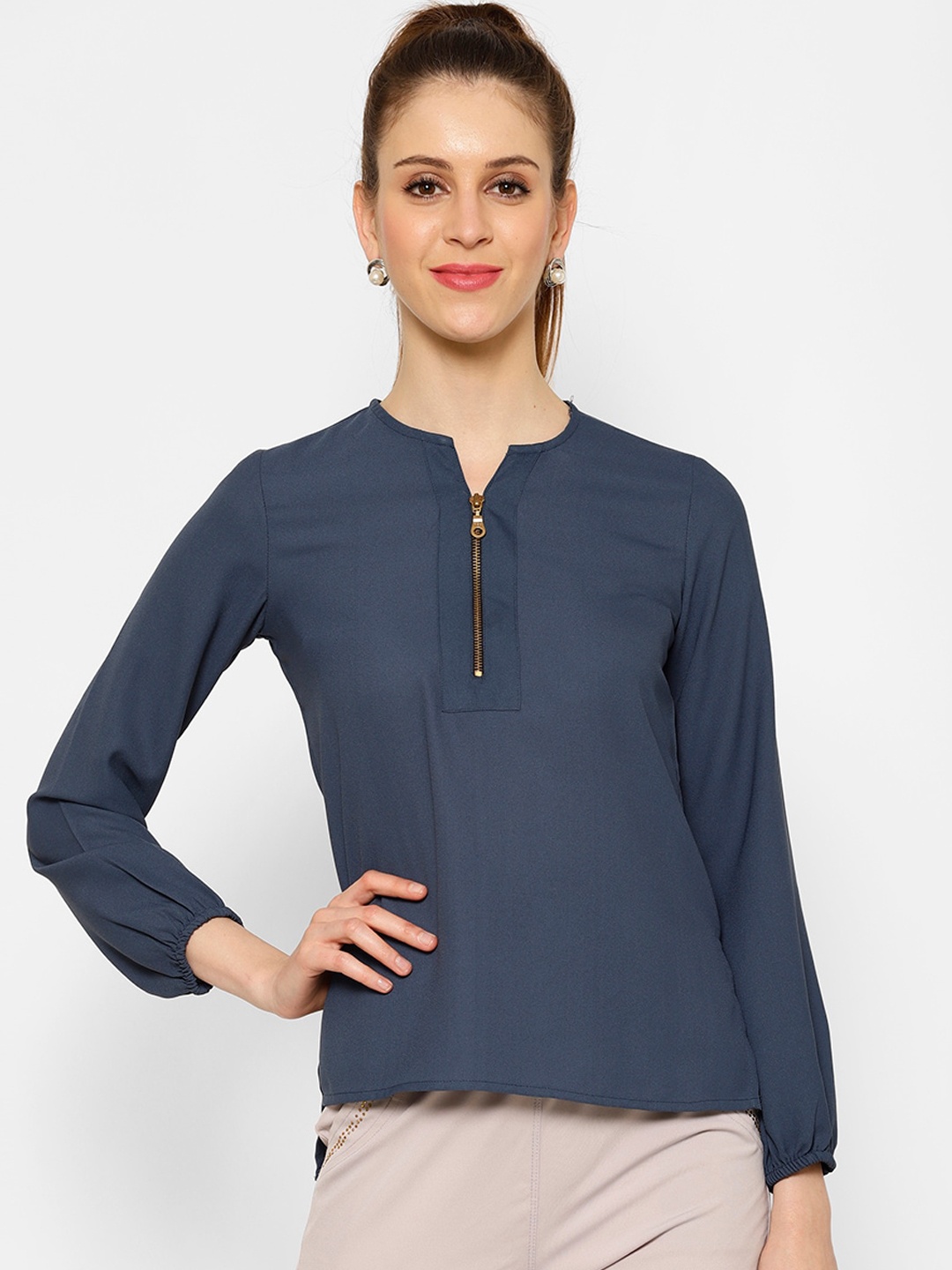 

KASSUALLY Blue Georgette Top
