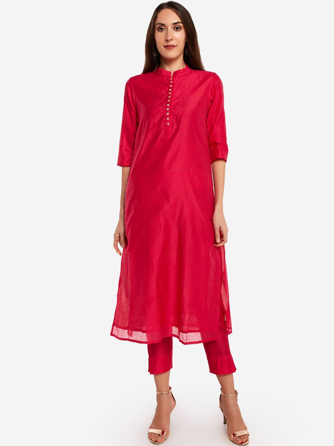 

Desi Weavess Women Pink Kurta
