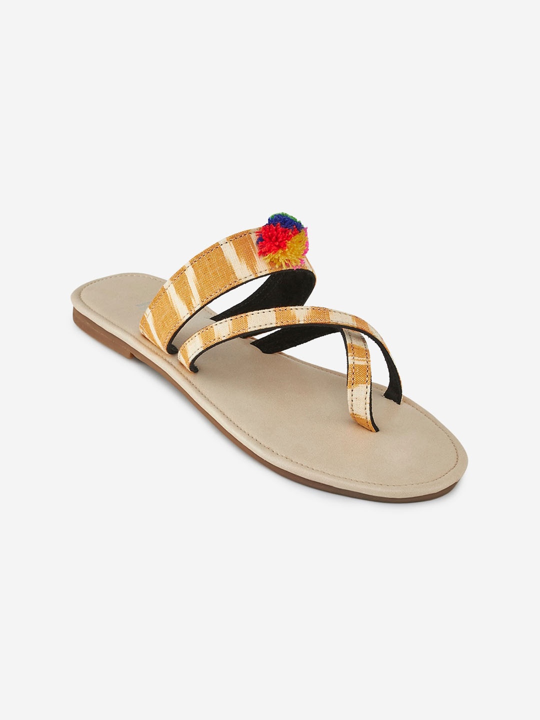 THE MADRAS TRUNK Women Yellow Colourblocked One Toe Flats