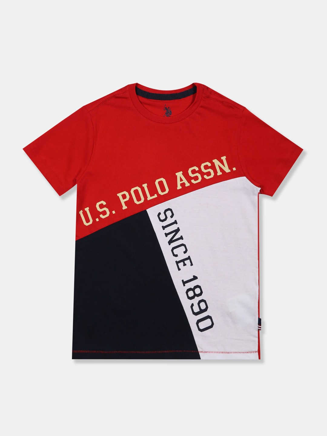 

U.S. Polo Assn. Kids Boys Red Colourblocked Round Neck T-shirt