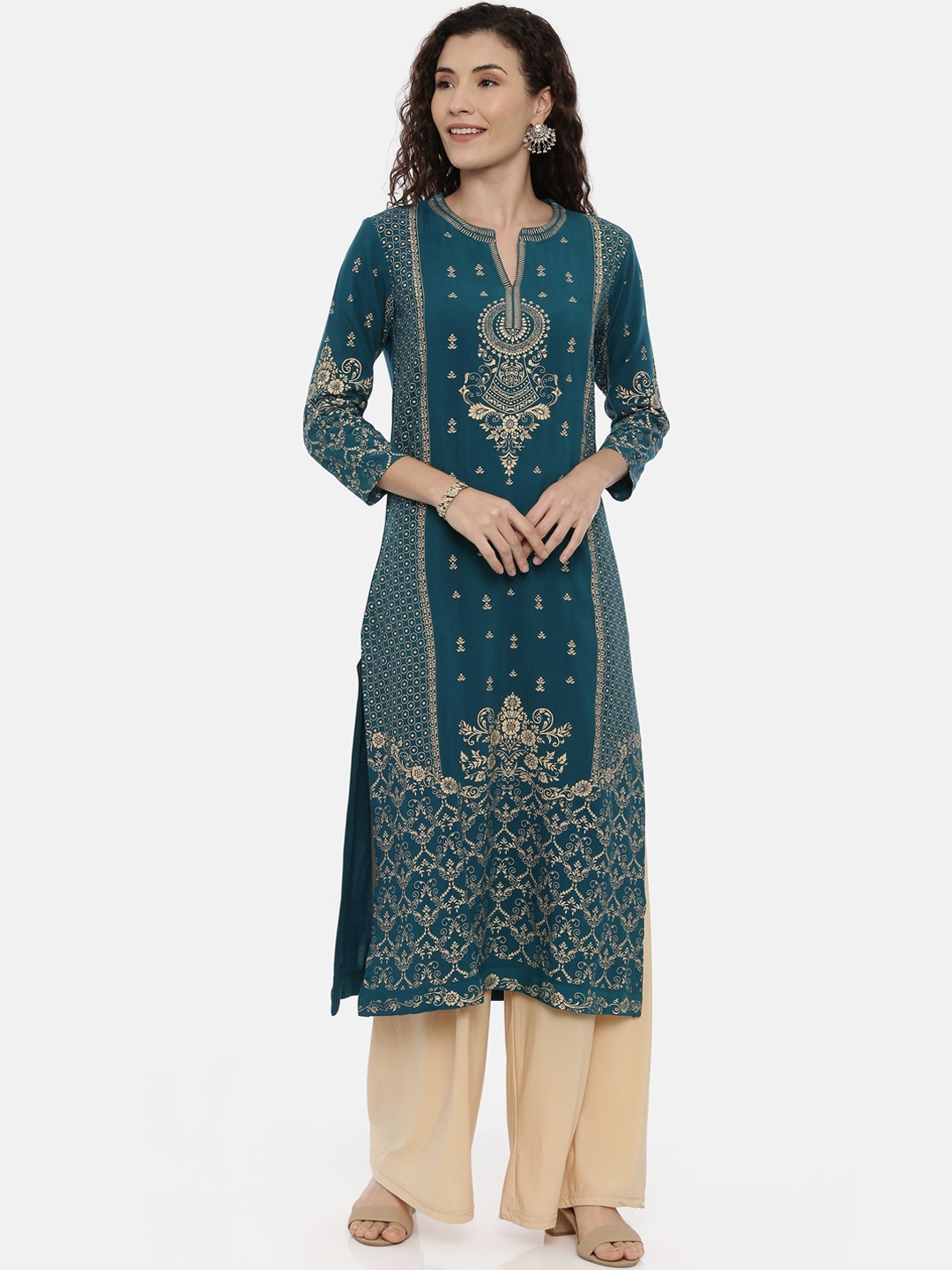 

Neerus Women Green Ethnic Motifs Printed Kurta