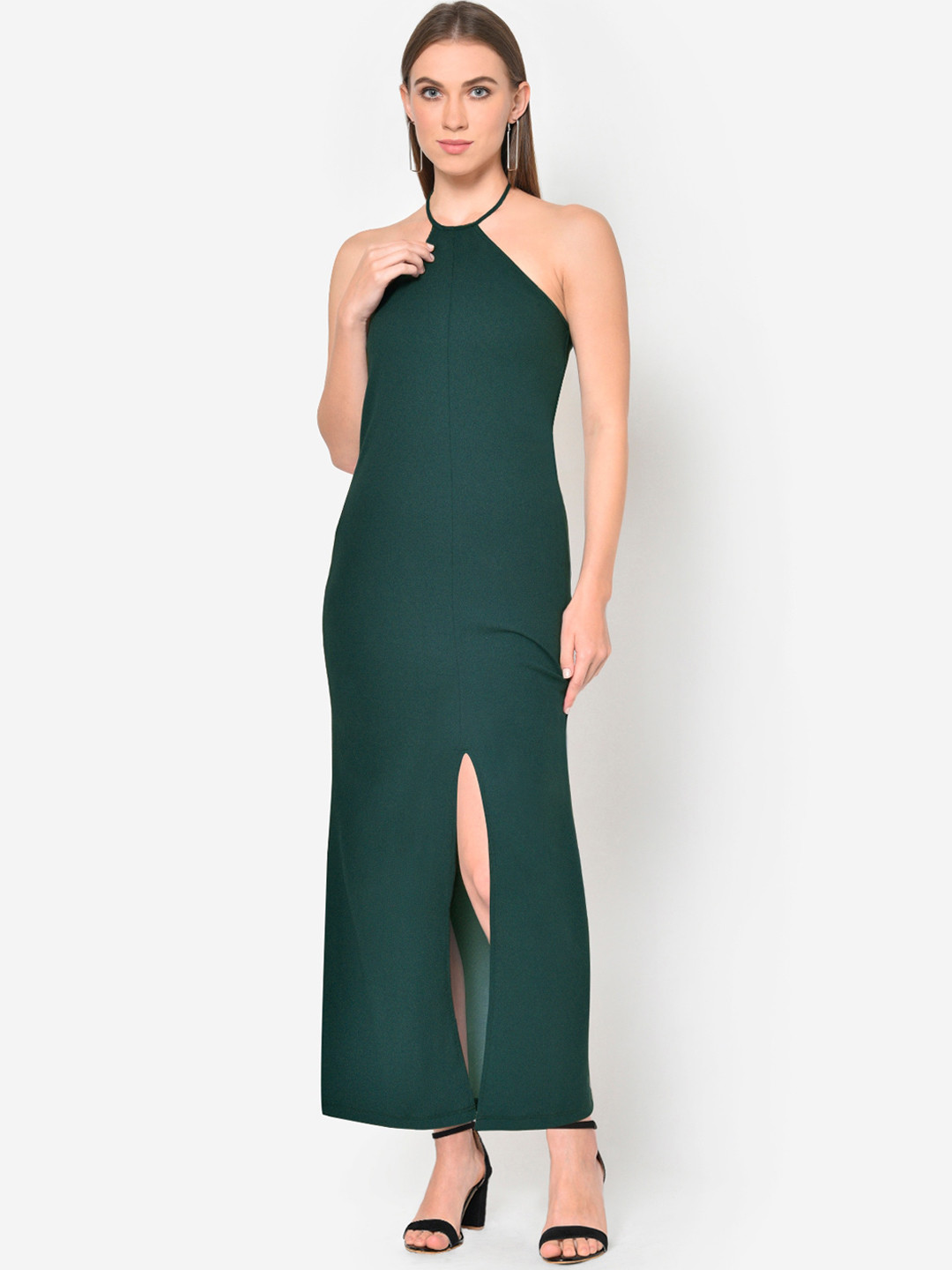

Martini Women Green Solid Maxi Dress