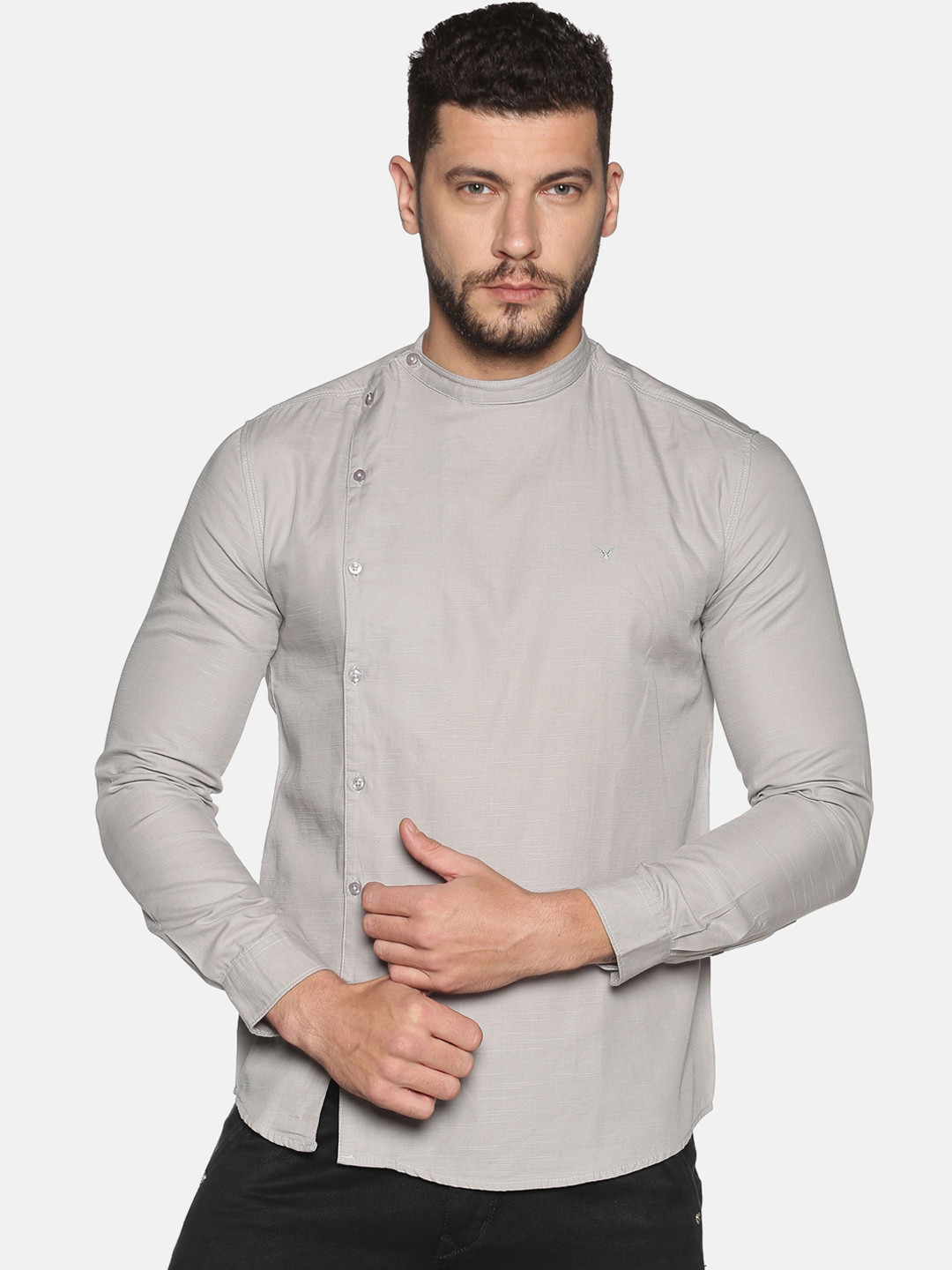 

SHOWOFF Men Grey Slim Fit Solid Casual Shirt