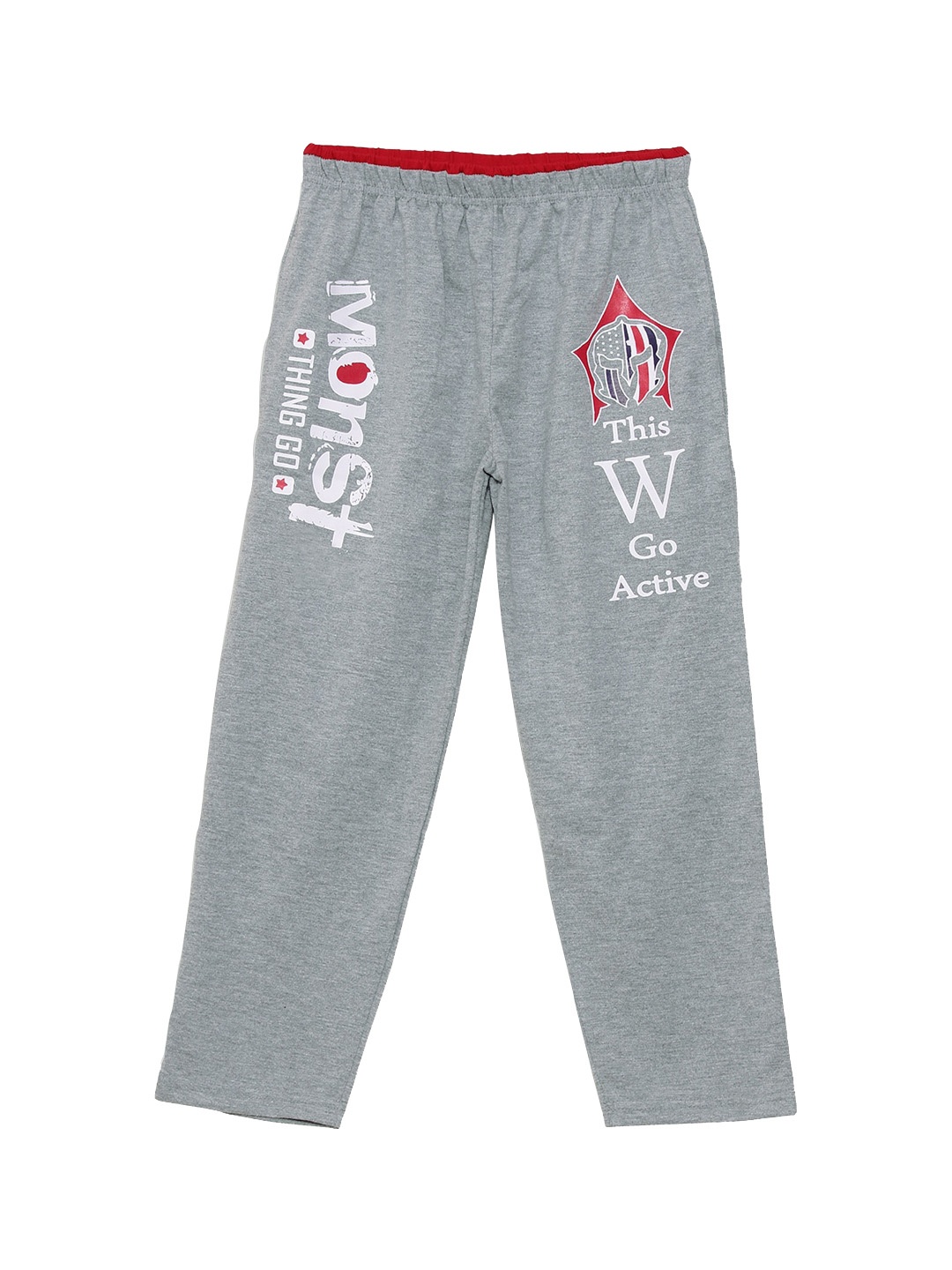 

SWEET ANGEL Girls Grey Melange & White Typography Printed Straight-Fit Track Pants