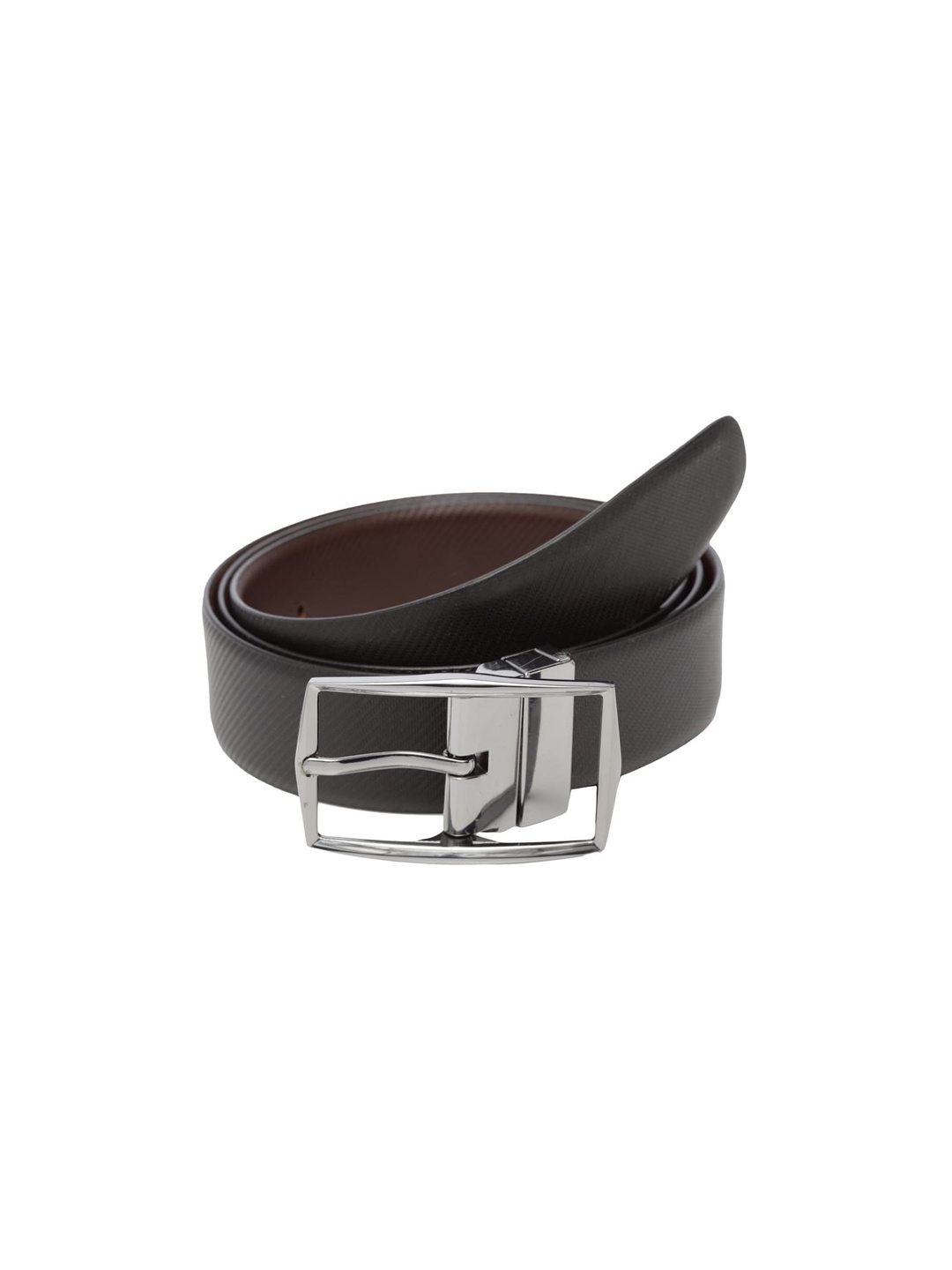 

WELBAWT Men Black & Brown Textured Reversible Leather Belt