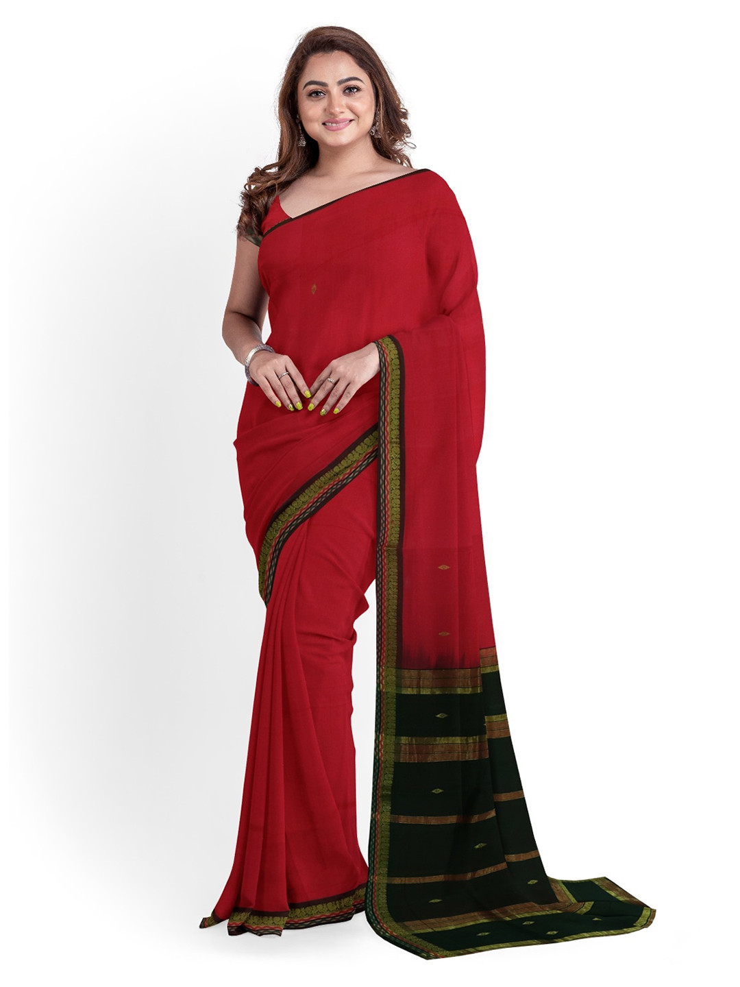 

APCO Red Solid Pure Cotton Saree