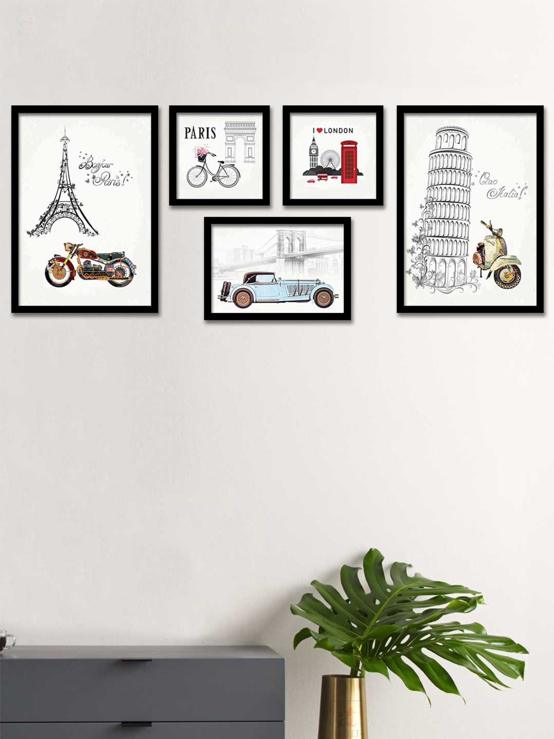 

Art Street Set Of 5 Framed Paintings Wall Art, White