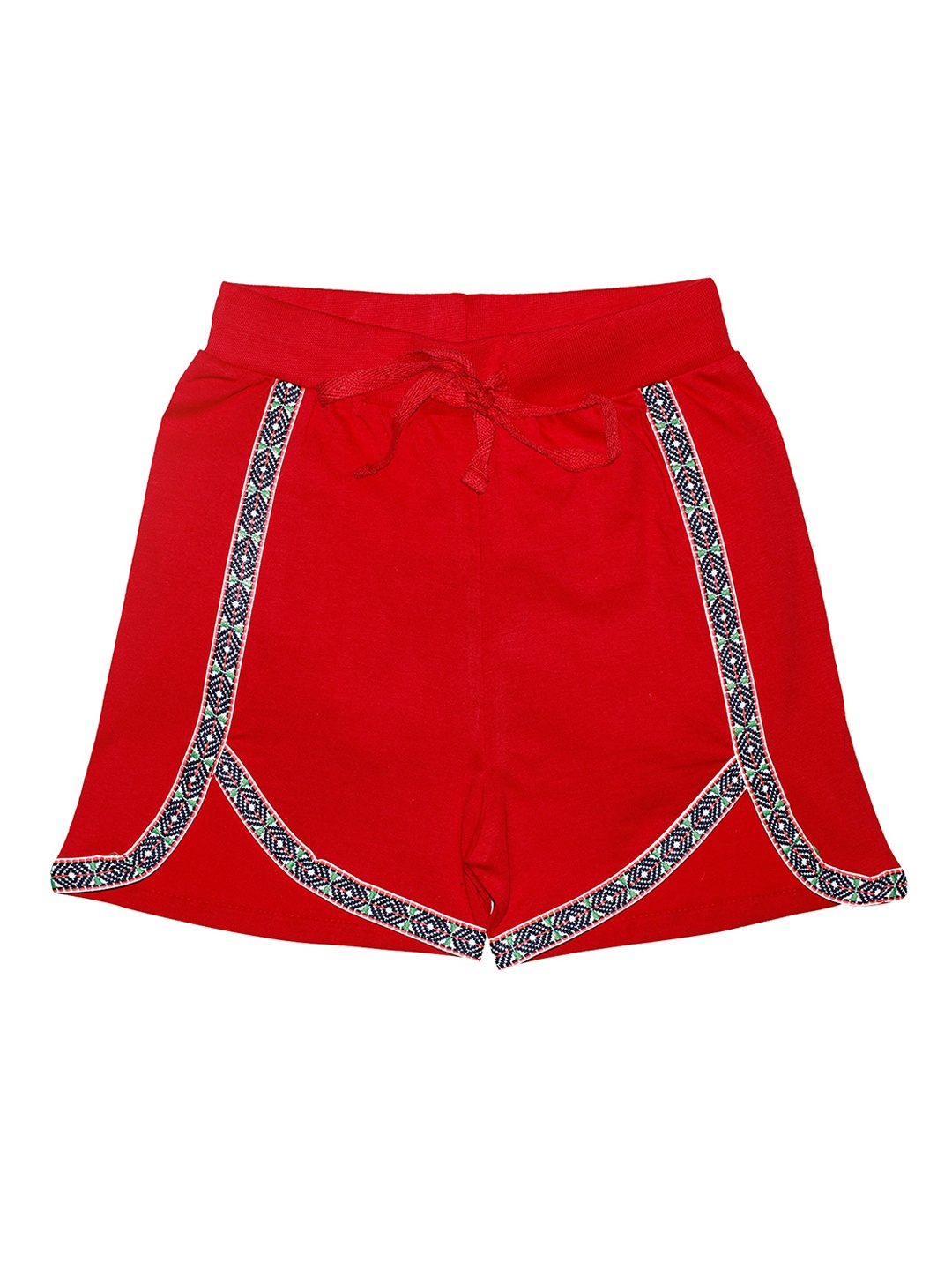 

KiddoPanti Girls Red Printed Regular Fit Cotton Regular Shorts