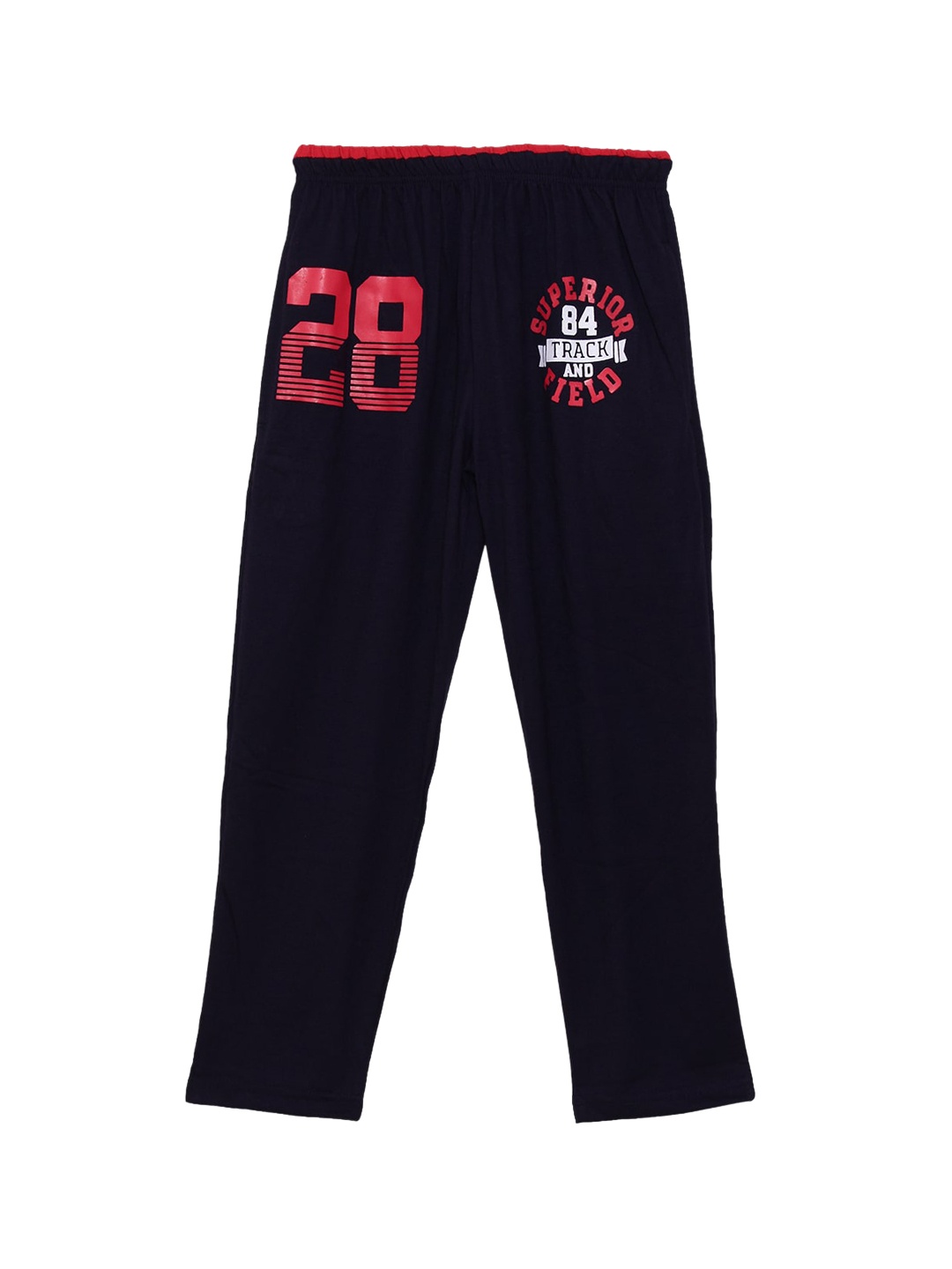 SWEET ANGEL Girls Navy Blue & Red Printed Straight-Fit Track Pants
