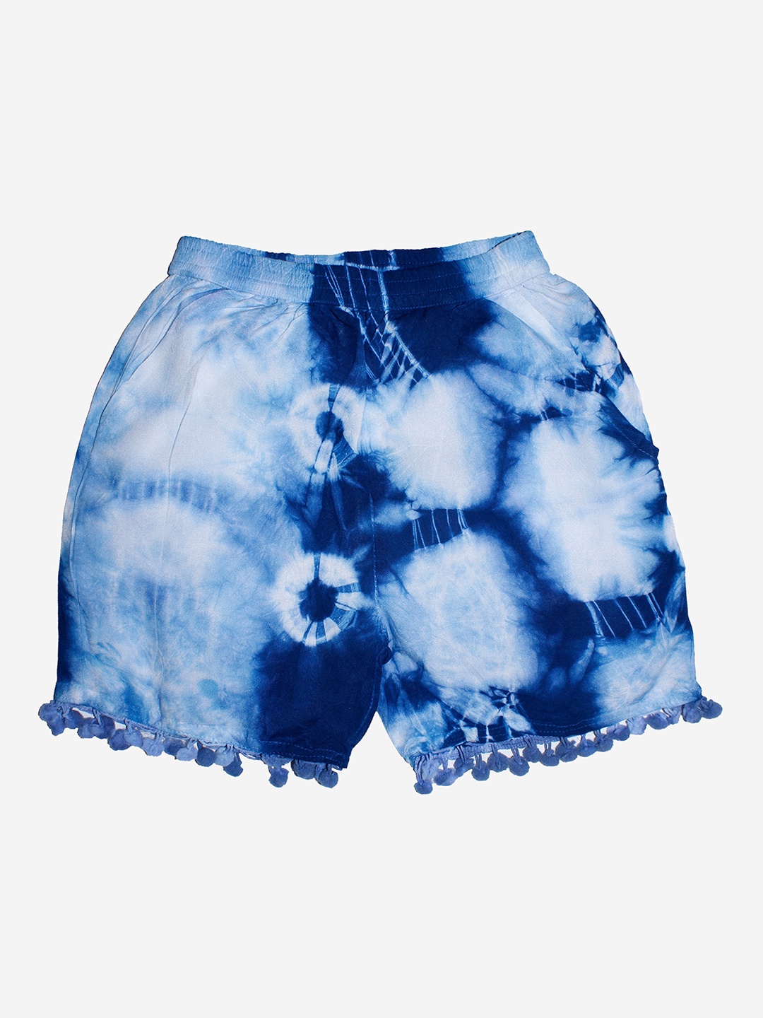 

KiddoPanti Girls Navy Blue Washed Regular Fit Hot Pants