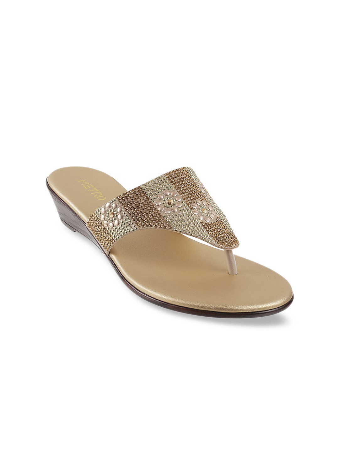 

Metro Women Gold-Toned & Silver-Toned Embellished Wedges