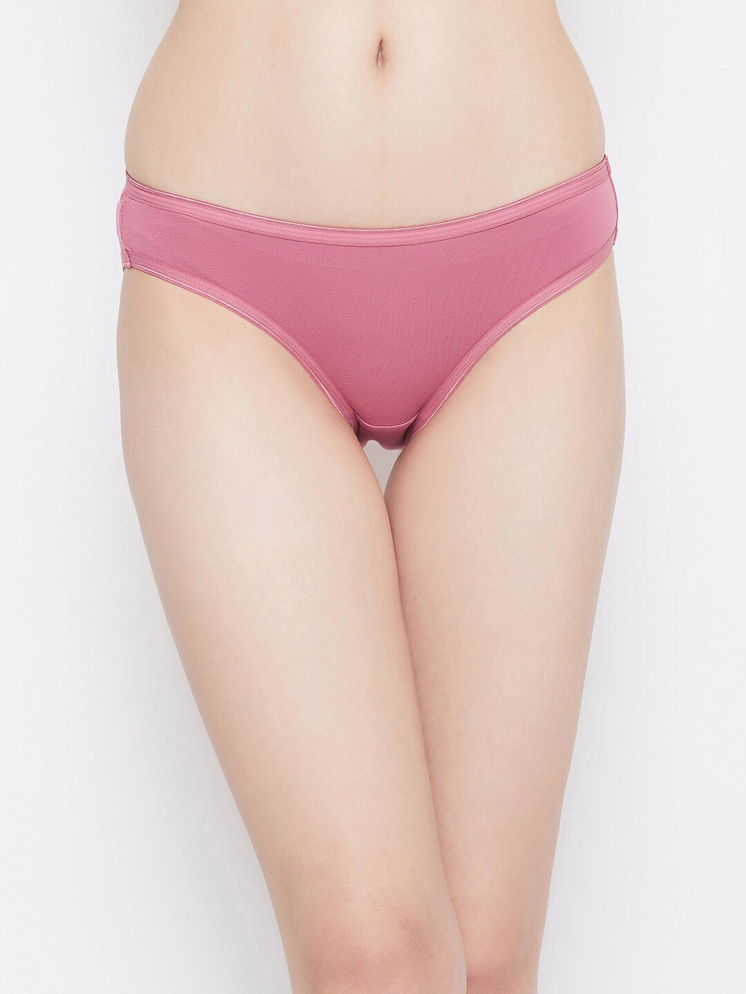 Clovia Women Pink Solid Bikini Briefs-PN5001R22