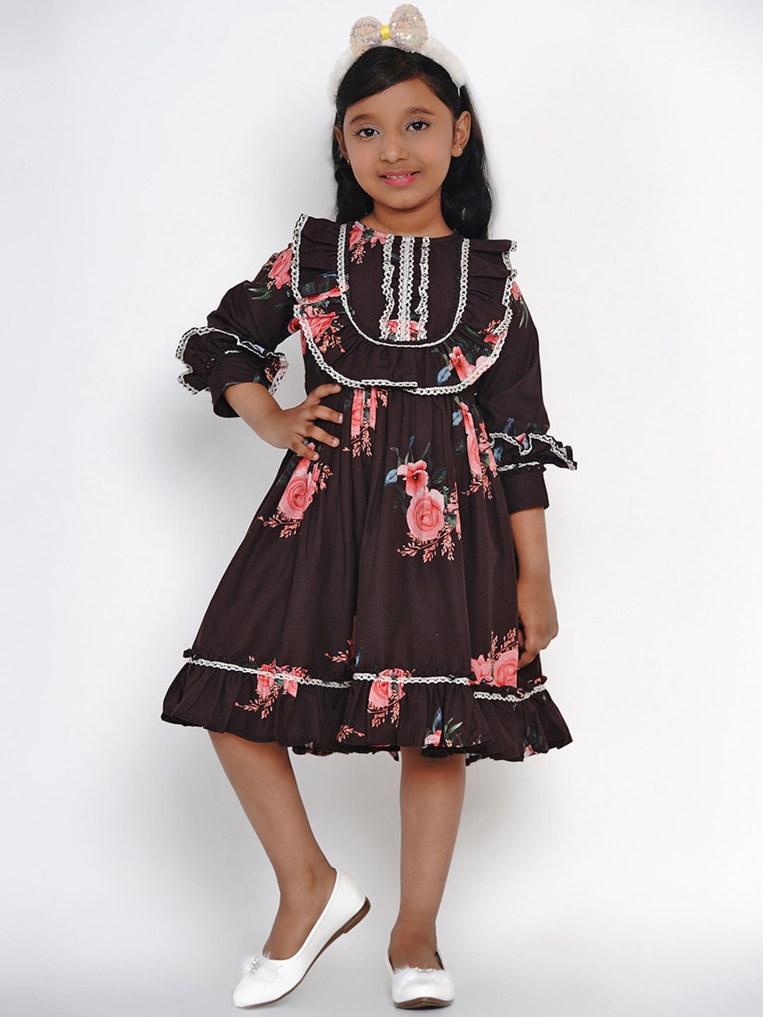 

Bitiya by Bhama Girls Black Printed Fit and Flare Dress