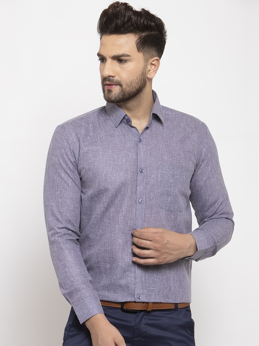 

JAINISH Men Grey Regular Fit Solid Formal Shirt