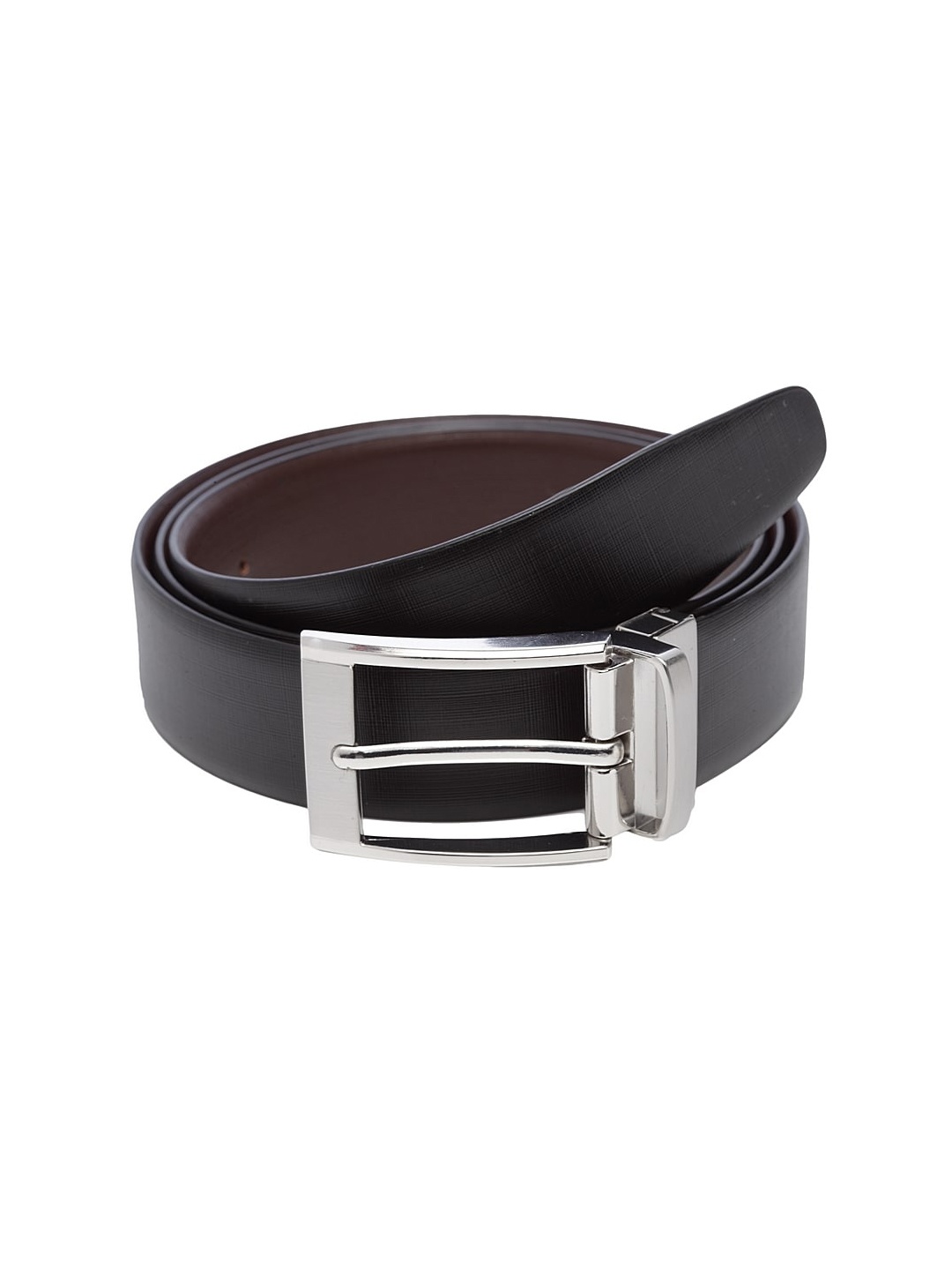 

WELBAWT Men Black & Brown Textured Reversible Leather Belt