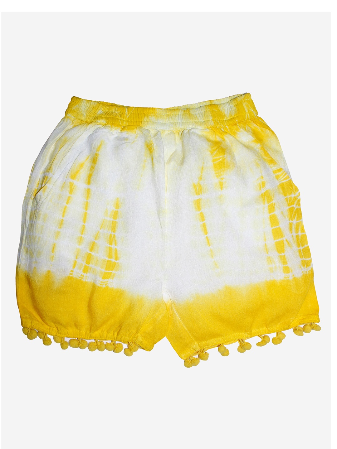 

KiddoPanti Girls Yellow Tie & Dye Regular Fit Hot Pants