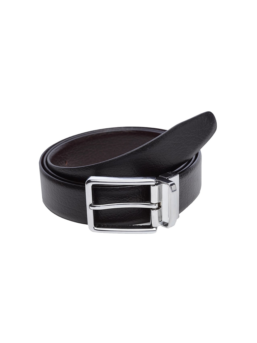 

WELBAWT Men Black & Brown Textured Leather Reversible Belt