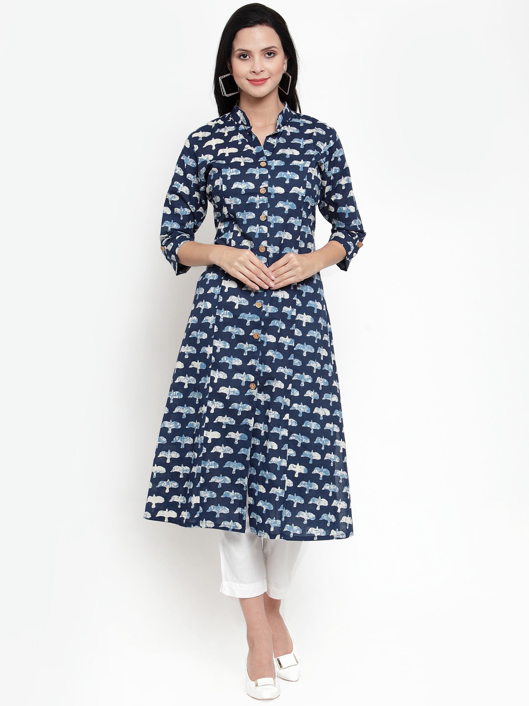 

Get Glamr Women Blue Printed Kurta