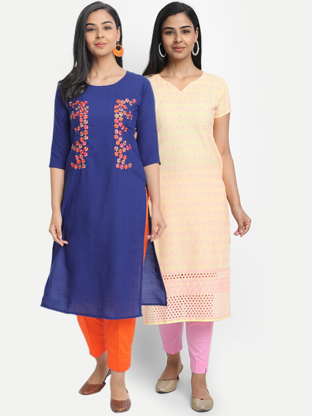 

7Threads Women Pack of 2 Ethnic Motifs Printed Kurta, Multi
