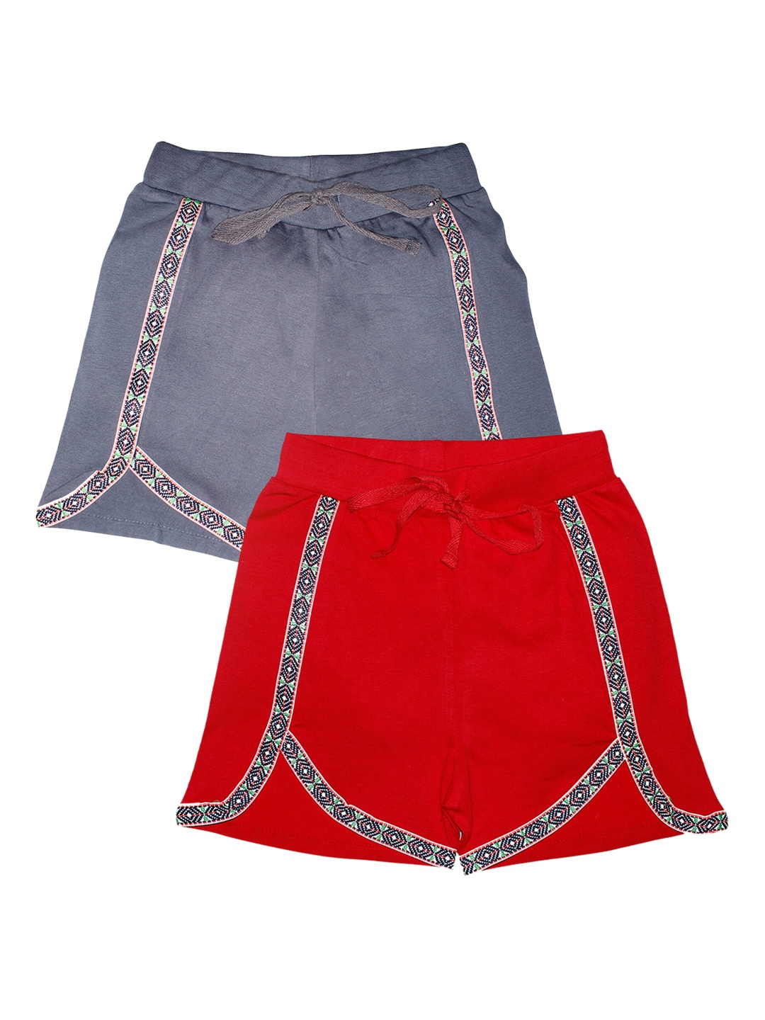 

KiddoPanti Girls Pack Of 2 Solid Regular Fit Regular Shorts, Red