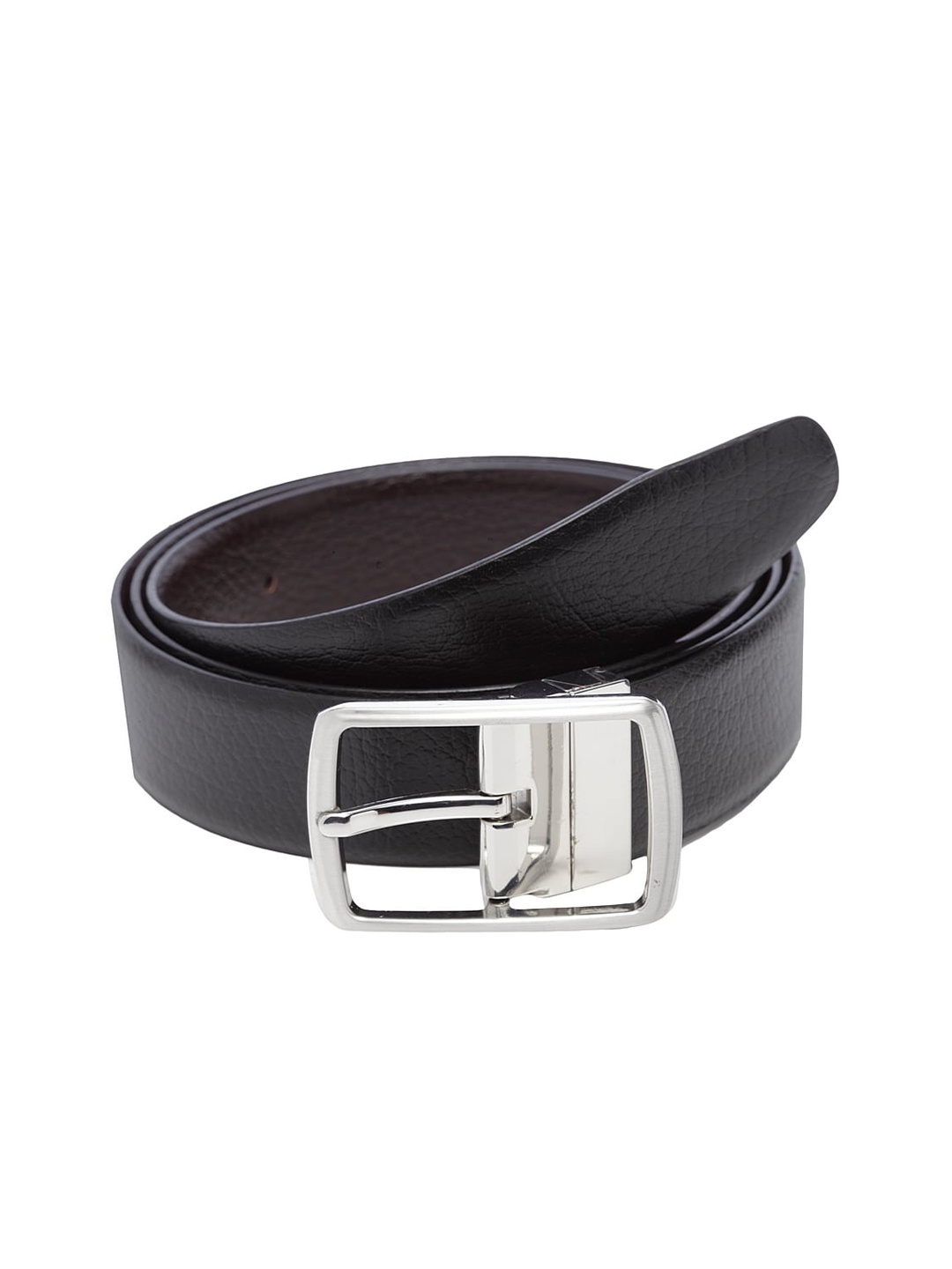 

WELBAWT Men Black & Brown Textured Leather Reversible Belt