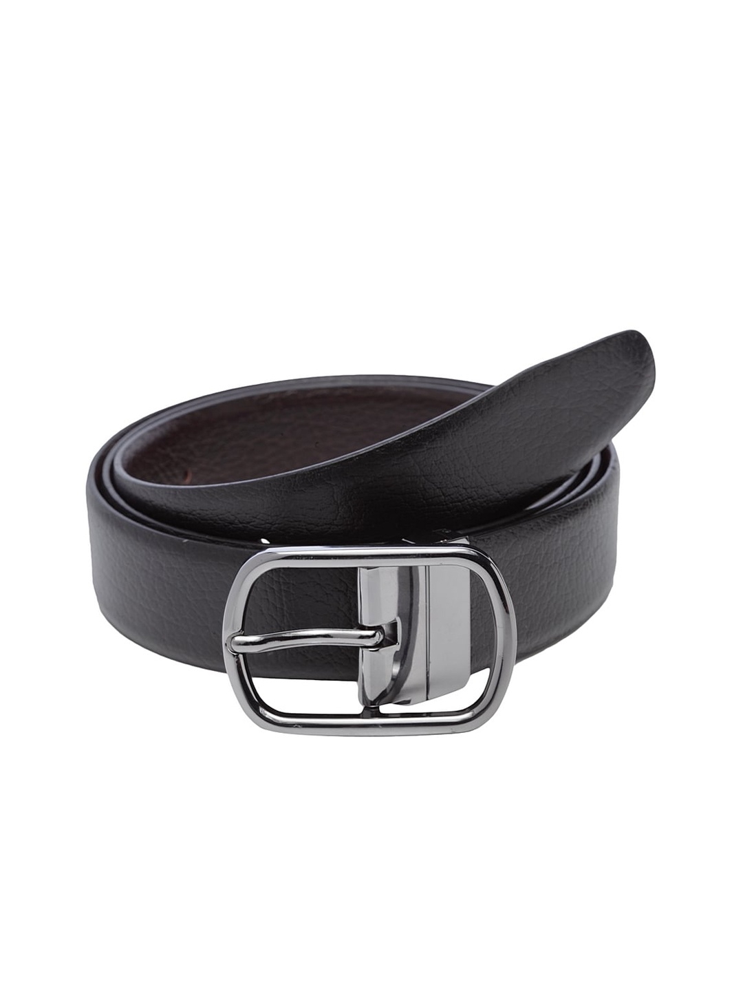 

WELBAWT Men Black & Brown Textured Leather Reversible Belt