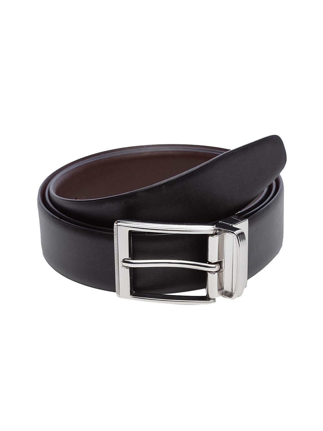 

WELBAWT Men Black & Brown Textured Reversible Leather Belt
