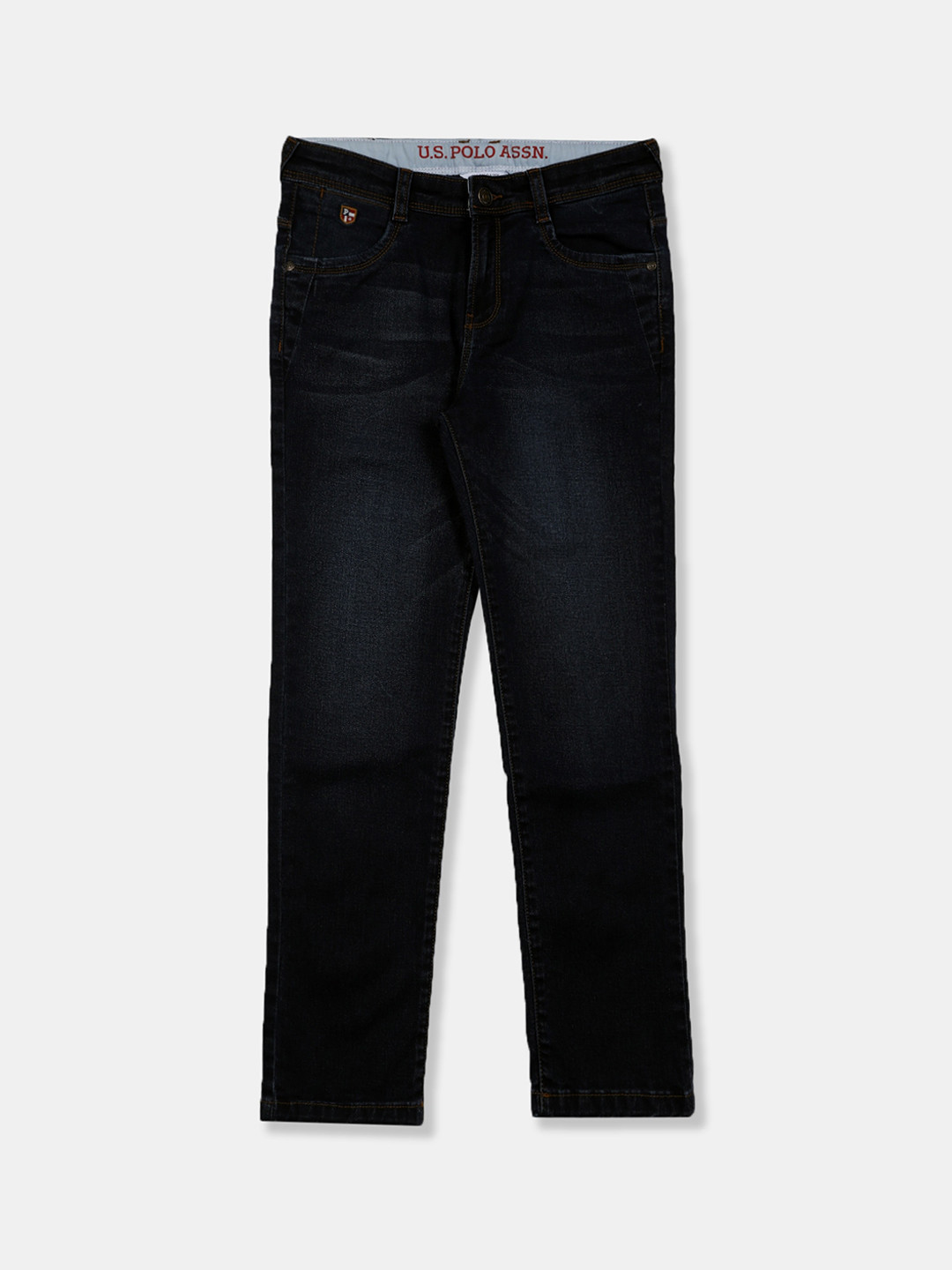 

U.S. Polo Assn. Kids Boys Navy Blue Slim Fit Mid-Rise Clean Look Jeans
