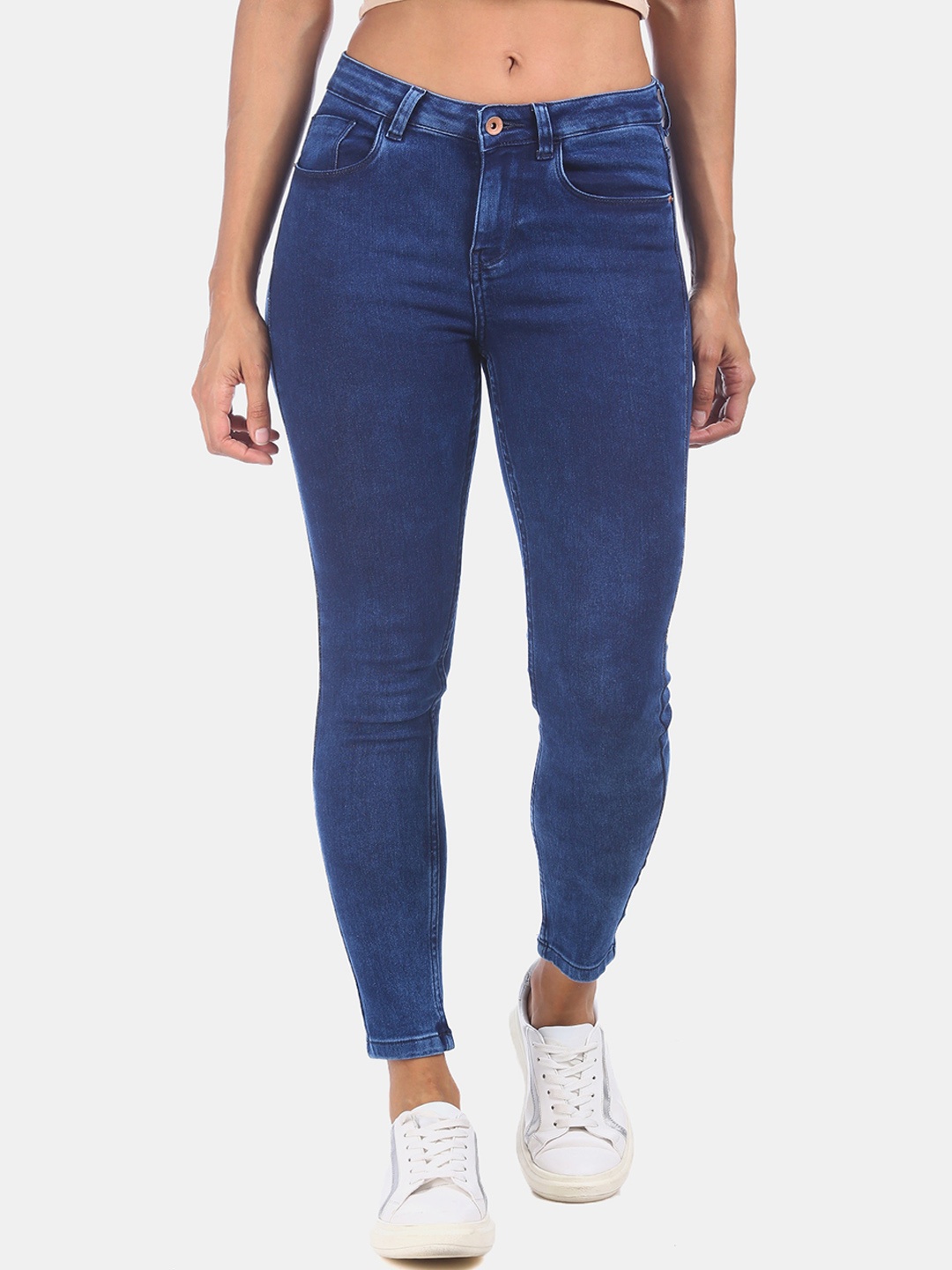 

Flying Machine Women Blue Washed Skinny-Fit Jeggings