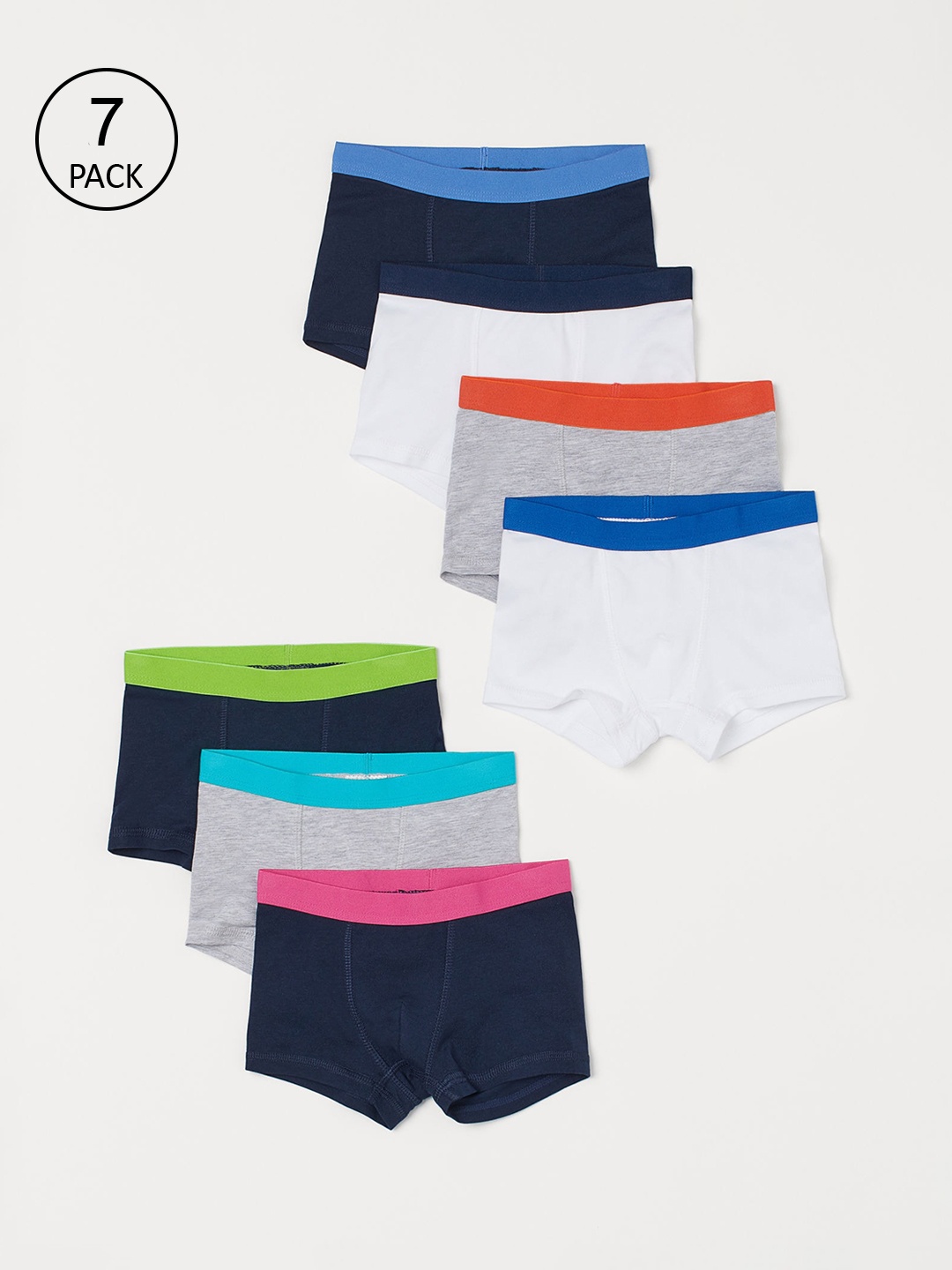 

H&M Boys Navy Blue & White Solid 7-pack boxer shorts