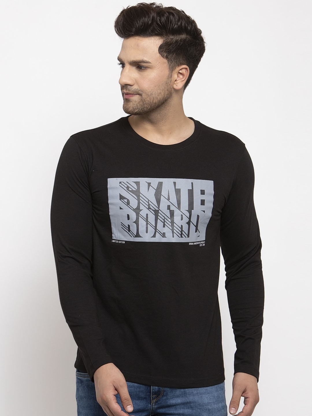 

Cantabil Men Black Printed Round Neck T-shirt