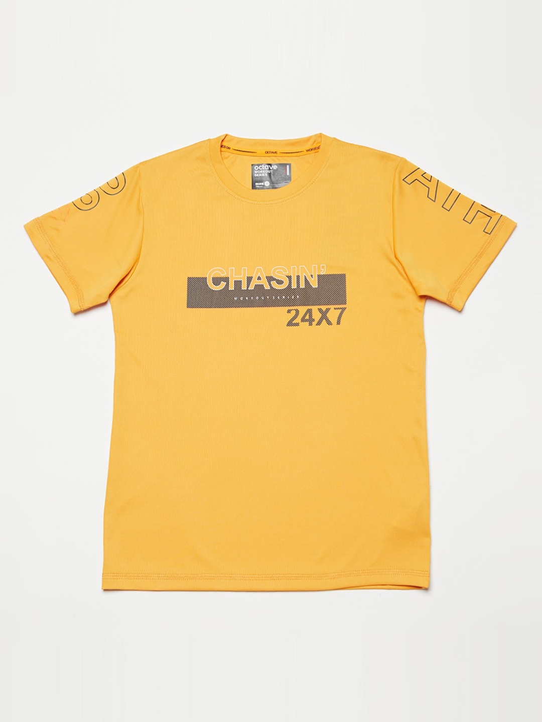 Octave Boys Yellow Printed Round Neck T-shirt
