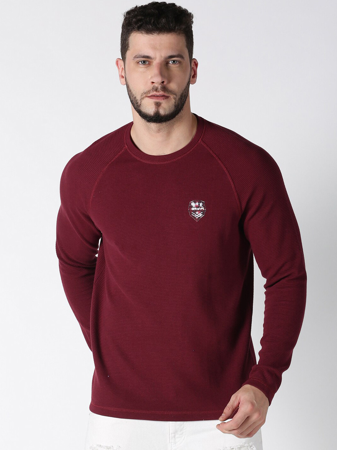 

UrGear Men Maroon Solid Sweatshirt