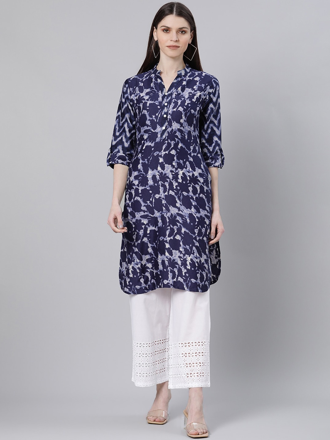 

Gerua By Libas Women Blue Printed Pathani Kurta