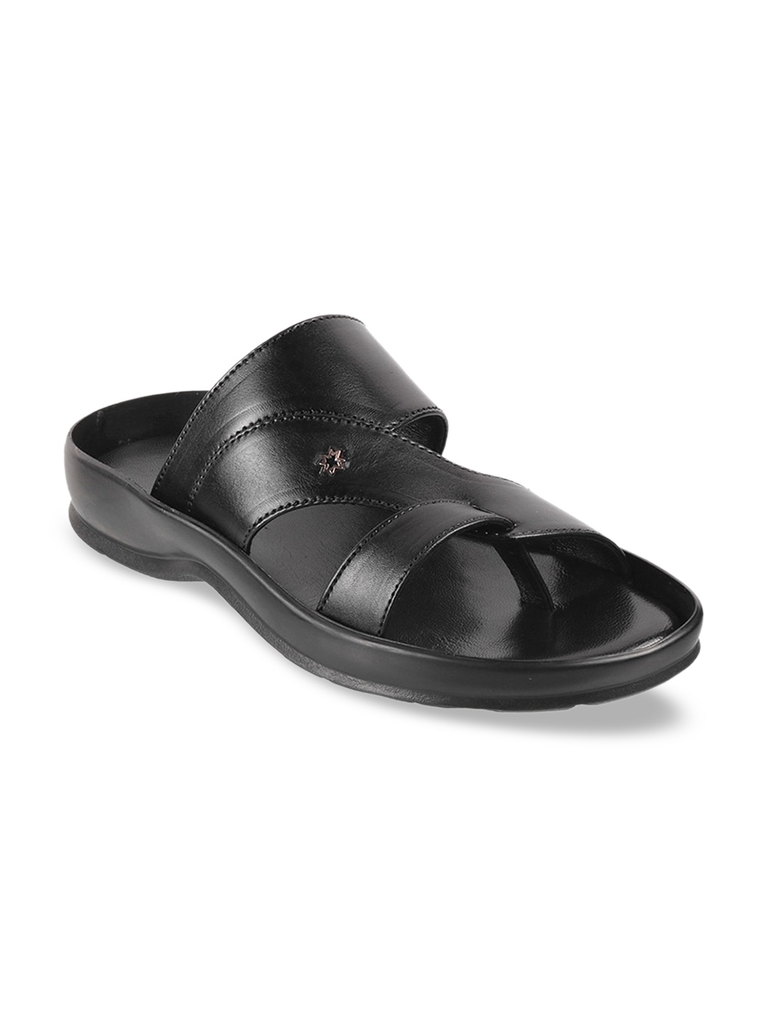 

Metro Men Black Leather Comfort Sandals