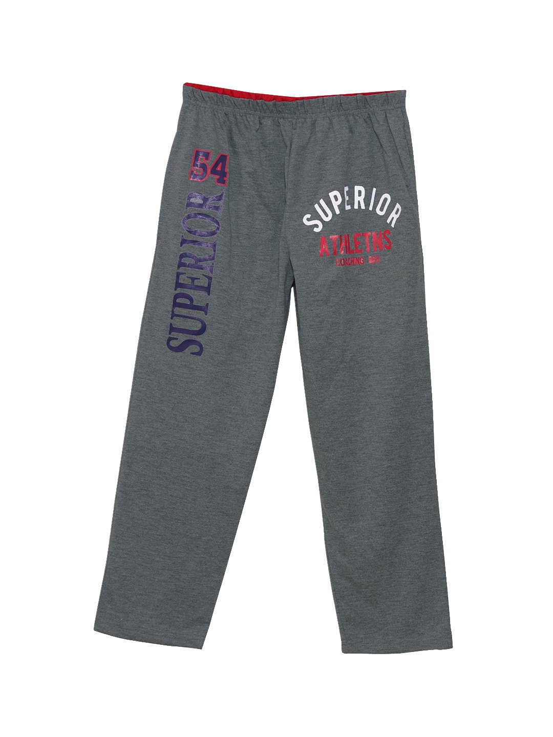 

SWEET ANGEL Boys Grey Melange & White Printed Straight-Fit Track Pants