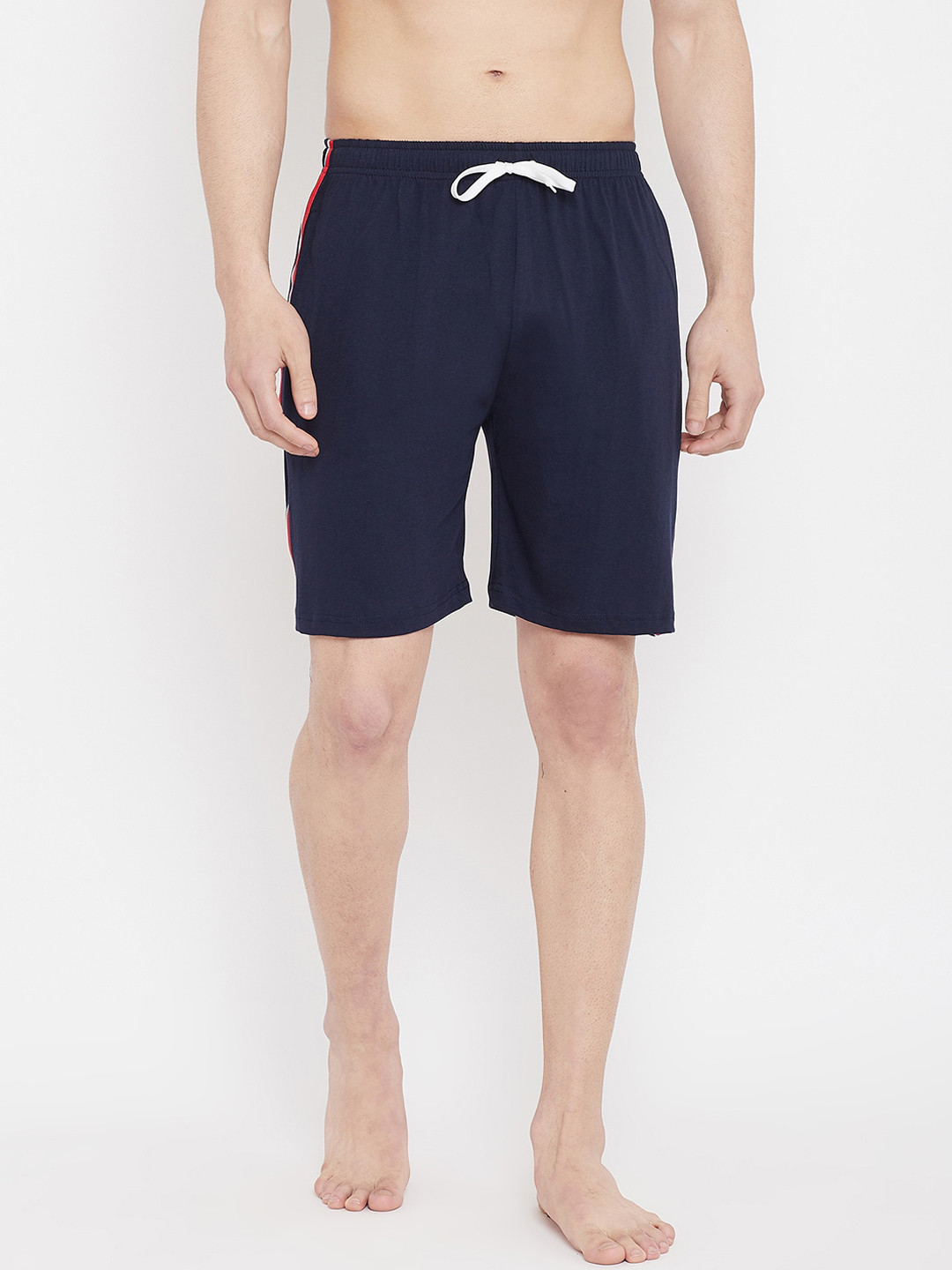 

Rodzen Men Navy Blue Solid Lounge Shorts