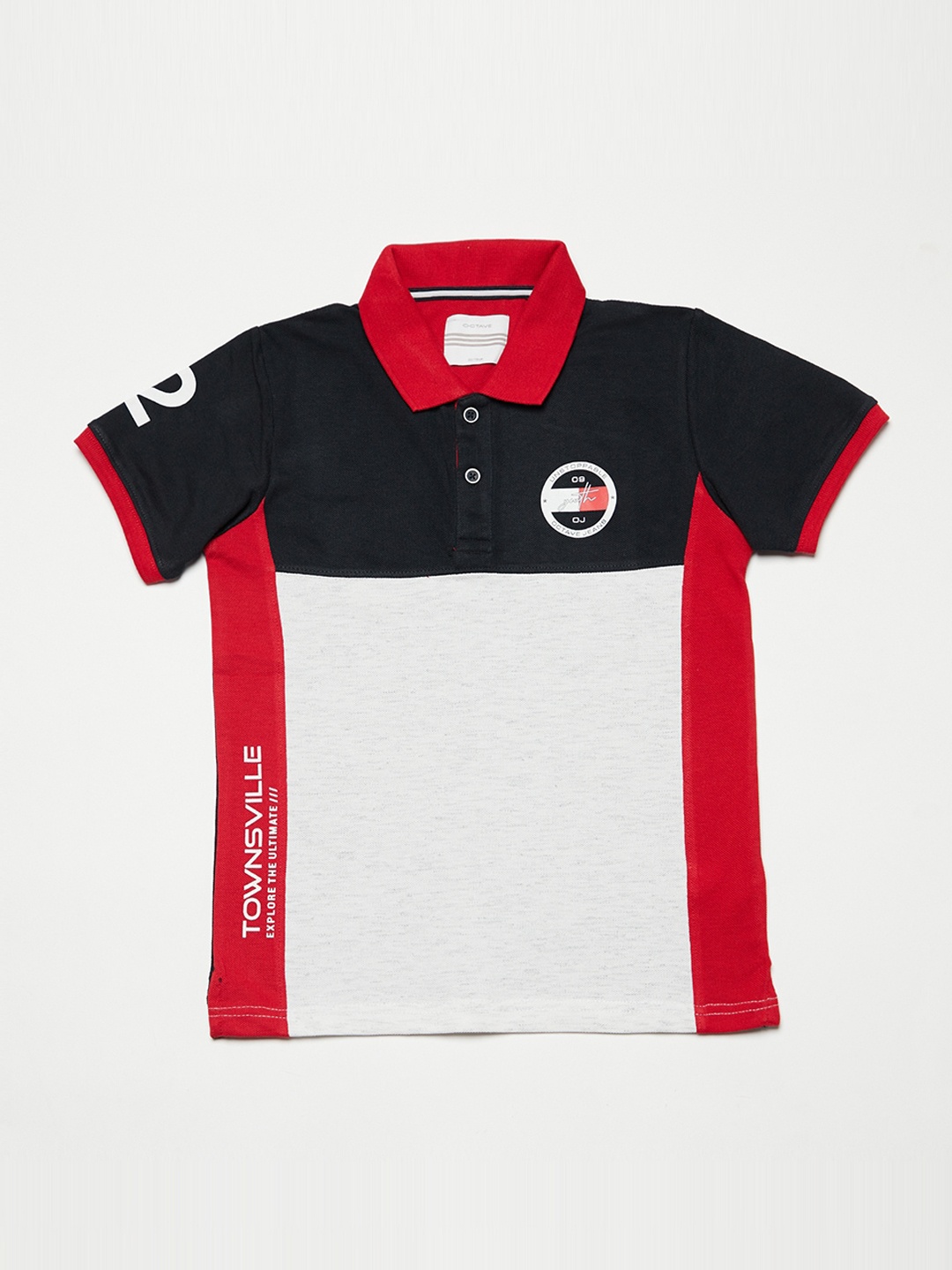 

Octave Boys Navy Blue Printed Polo Collar T-shirt