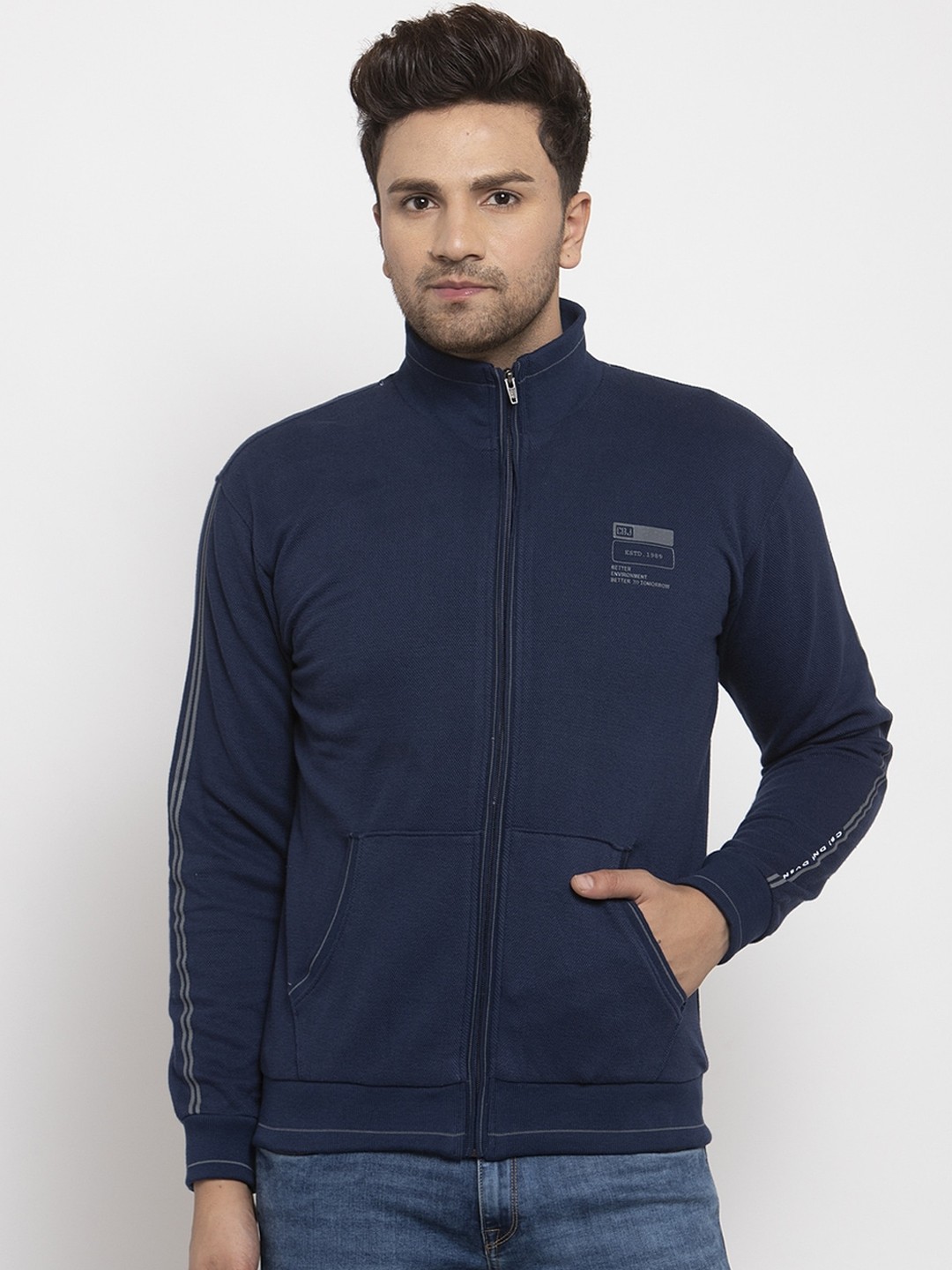 

Cantabil Men Navy Blue Solid Sweatshirt