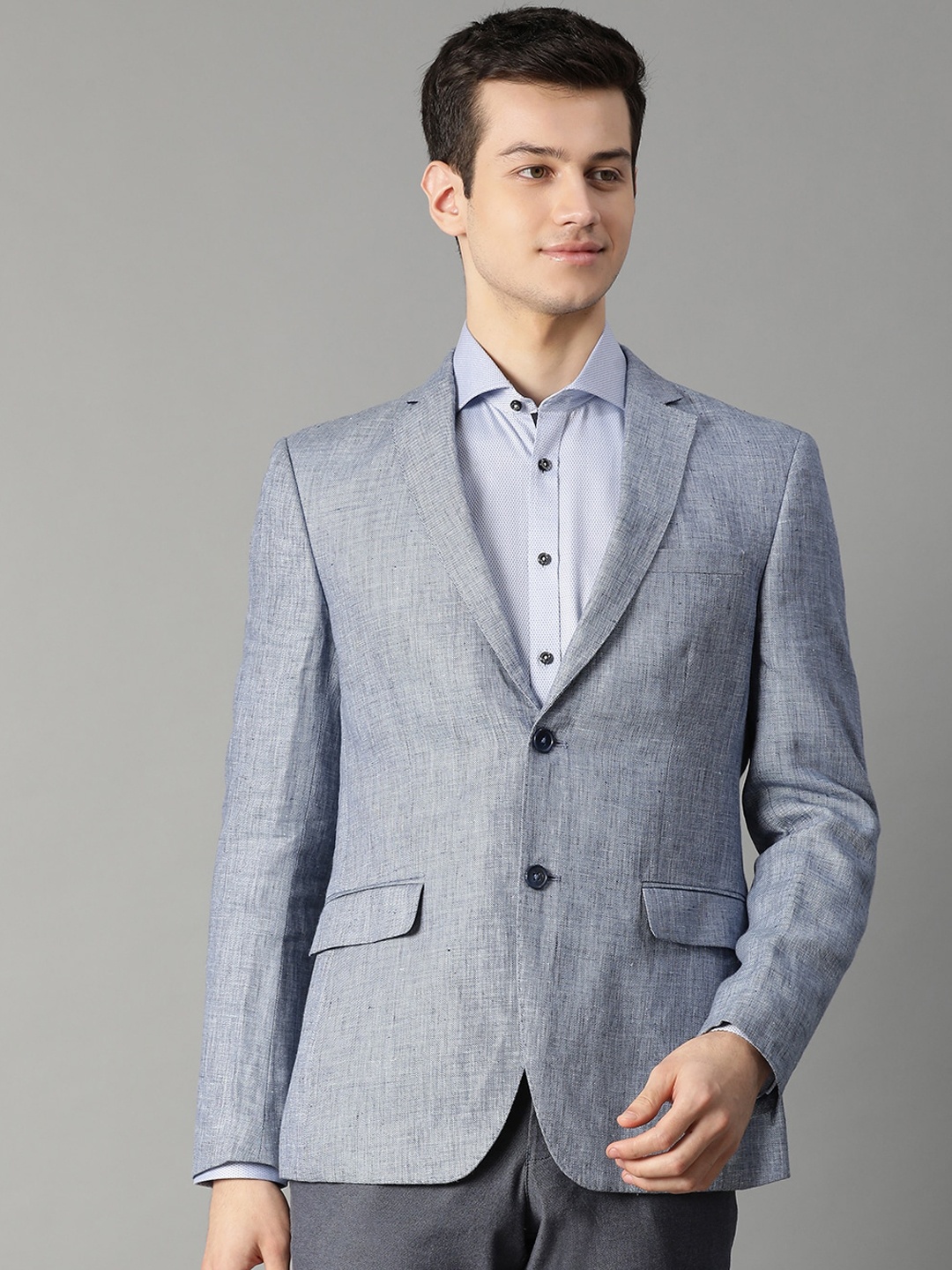 

Bruun & Stengade Men Blue Solid Slim-Fit Single-Breasted Casual Blazer