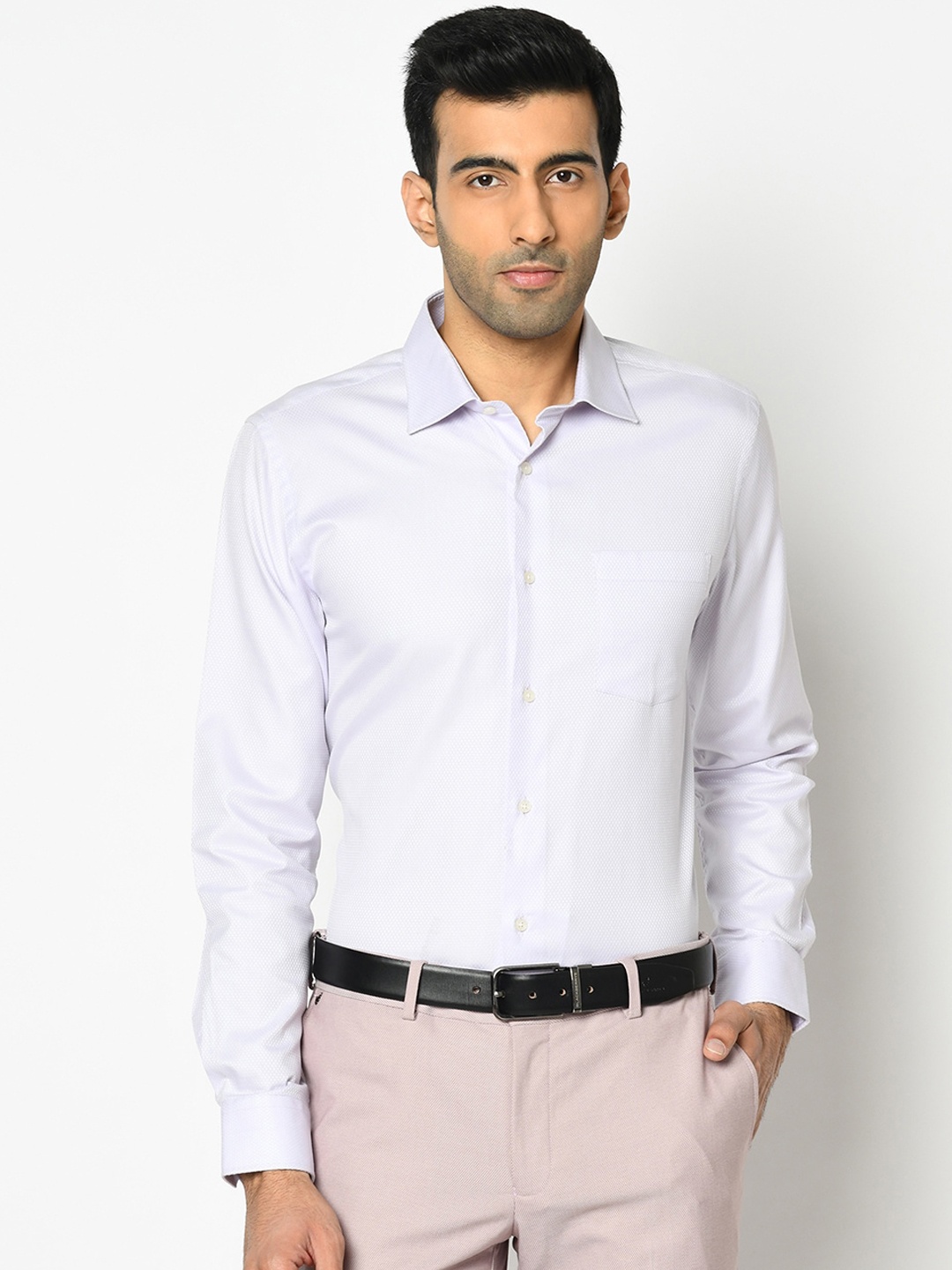 

Blackberrys Men Lavender India Slim Fit Self Design Formal Shirt