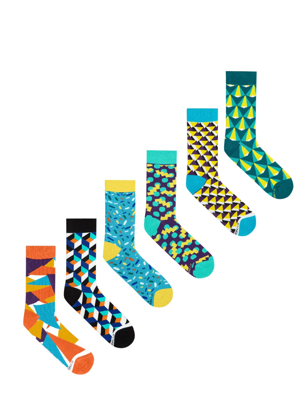 

Dynamocks Unisex Pack Of 6 Patterned Calf-Length Socks, Black